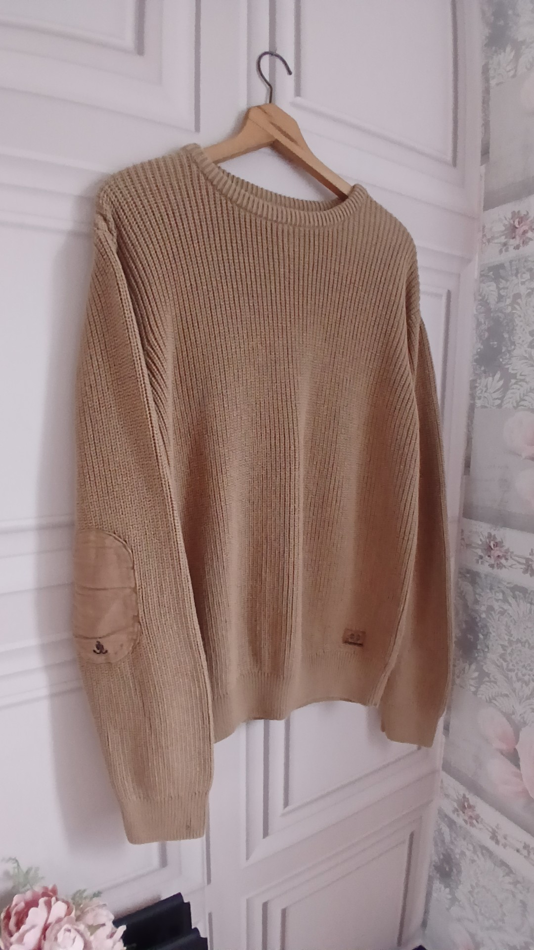 Quba & Co Beige Nautical Heritage 100% Cotton Knit Sweater Large