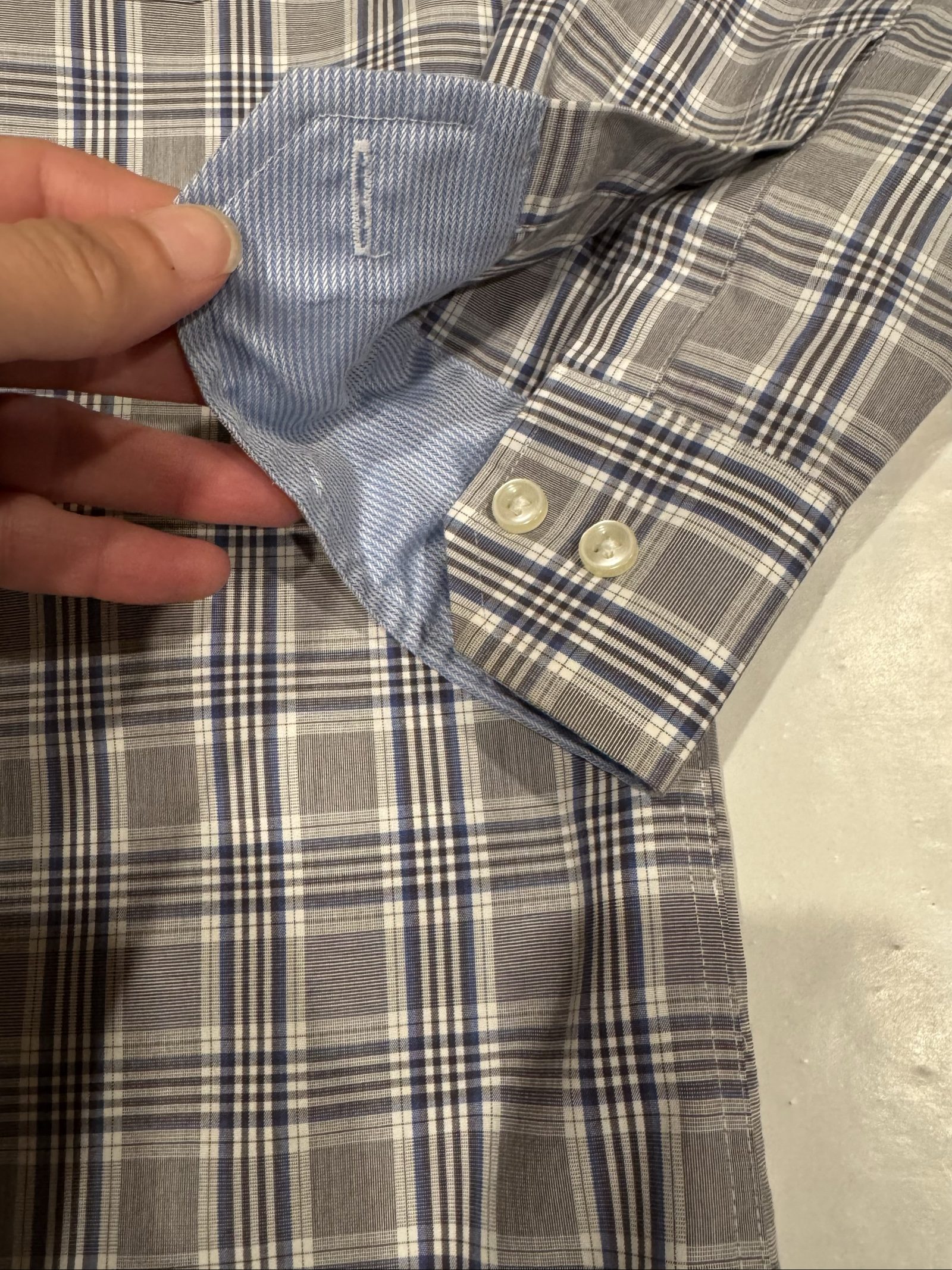 Men’s Joseph Abboud Non-Iron Plaid Button-Down Shirt – Gray Blue – Large Non Iron image 3