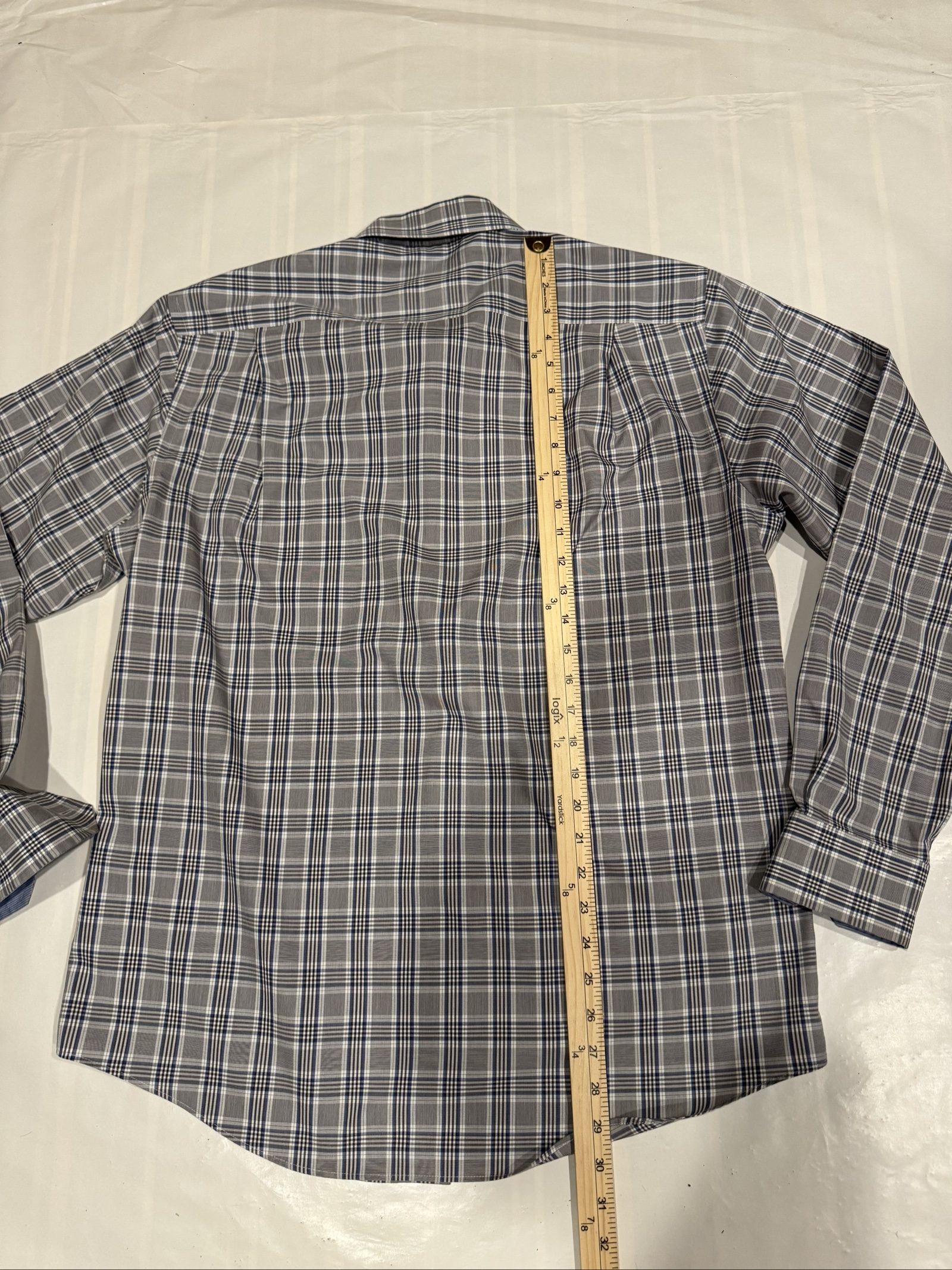 Men’s Joseph Abboud Non-Iron Plaid Button-Down Shirt – Gray Blue – Large Non Iron image 6
