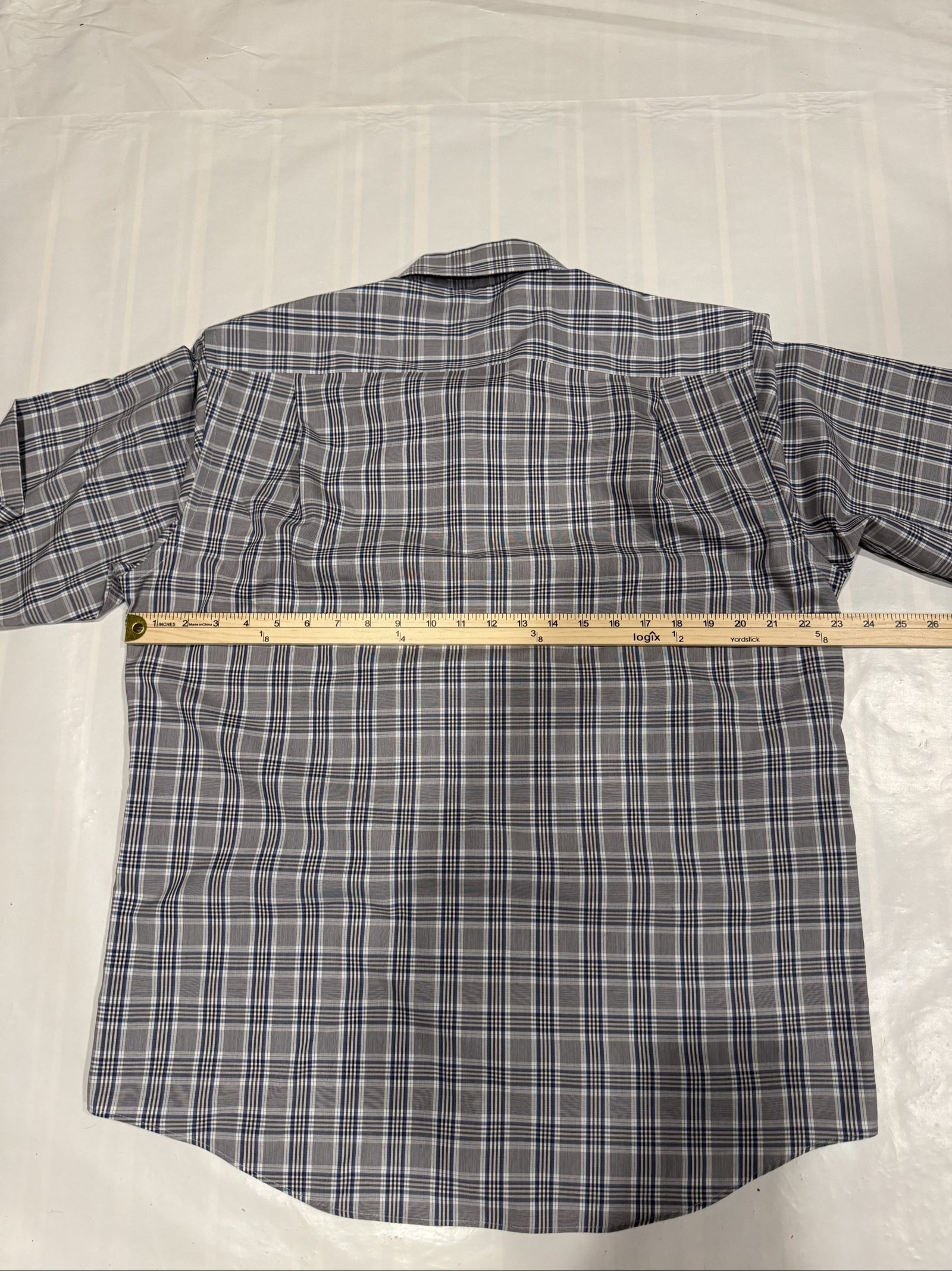 Men’s Joseph Abboud Non-Iron Plaid Button-Down Shirt – Gray Blue – Large Non Iron image 7
