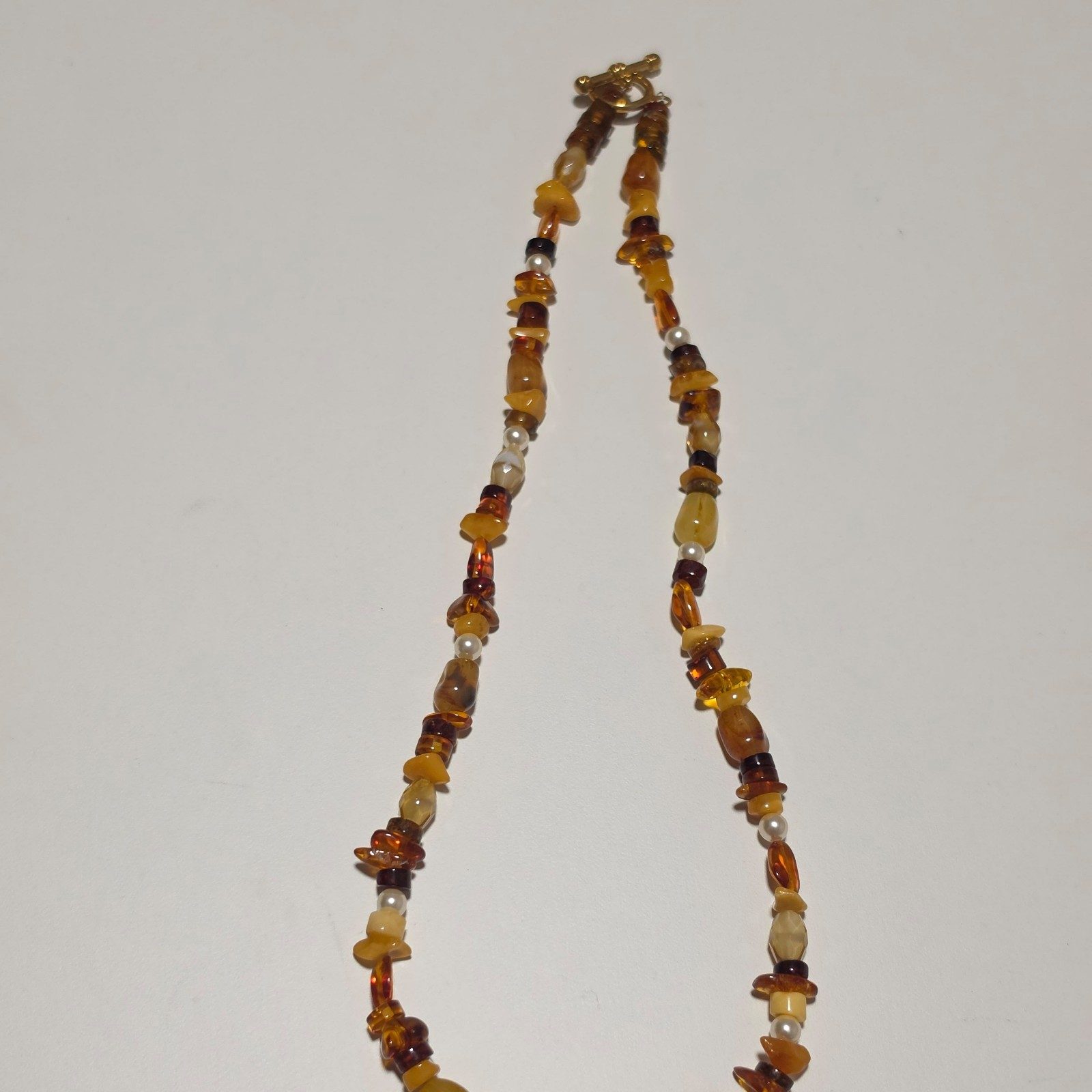 Amber & Pearl Bead Necklace.b6