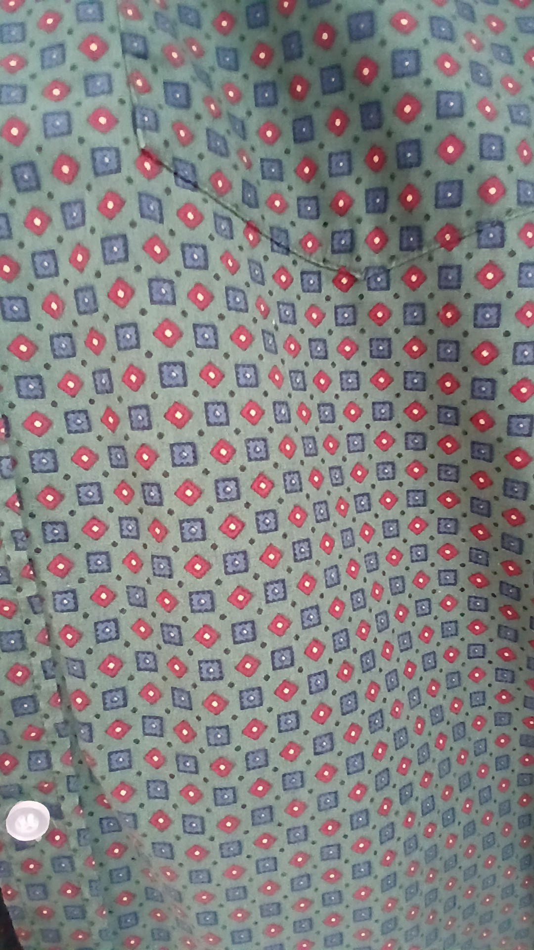 Pop England Green Patterned 100% Cotton Button-Down Shirt Medium image 4