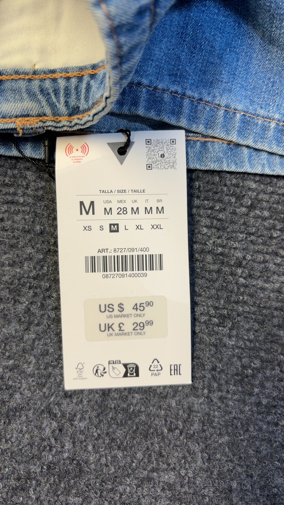 Zara Light Blue Denim Skirt Medium 28 Relaxed Fit excellent condition image 3
