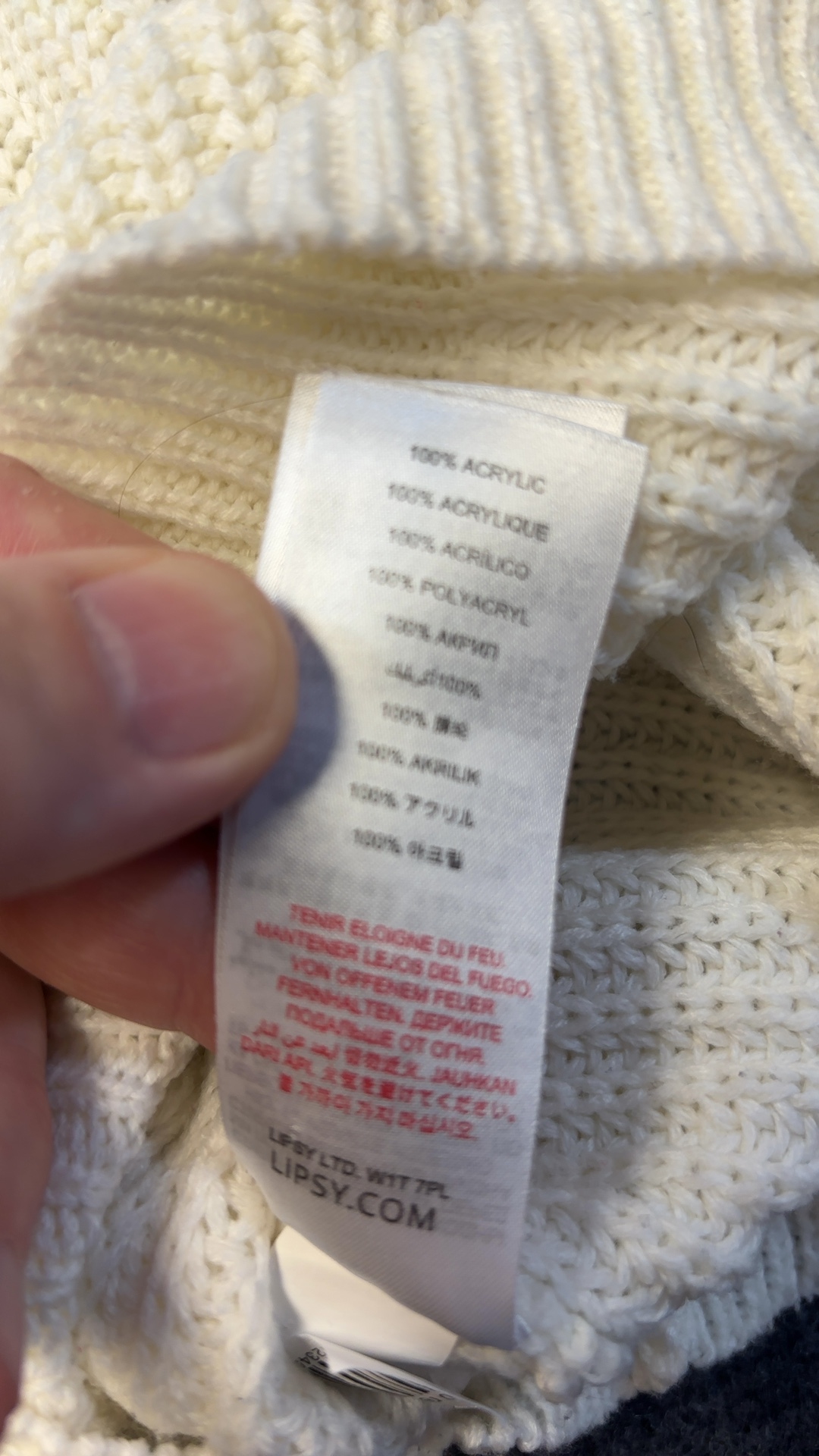 Lipsy White V-Neck Acrylic Knitted Jumper Medium image 4