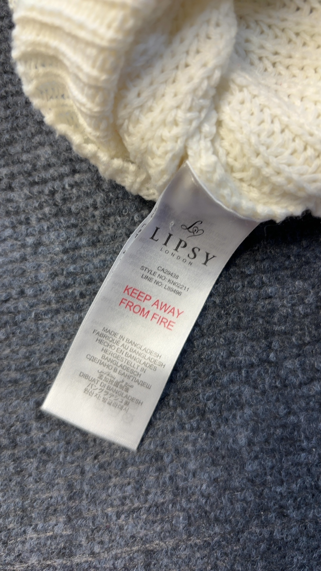 Lipsy White V-Neck Acrylic Knitted Jumper Medium image 6