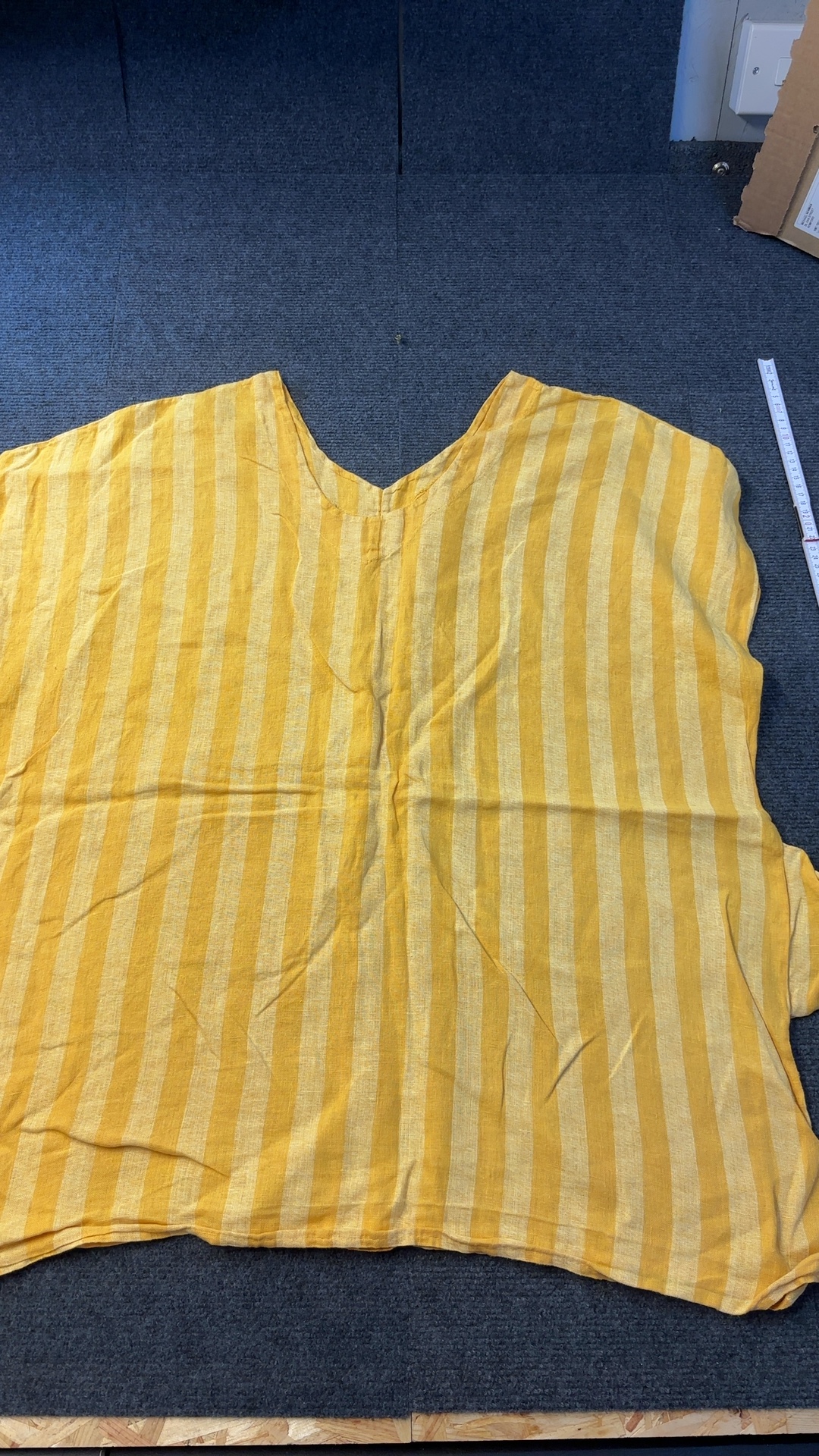 Yellow Striped Linen Top Chest 59 cm Length 75 cm Unisex