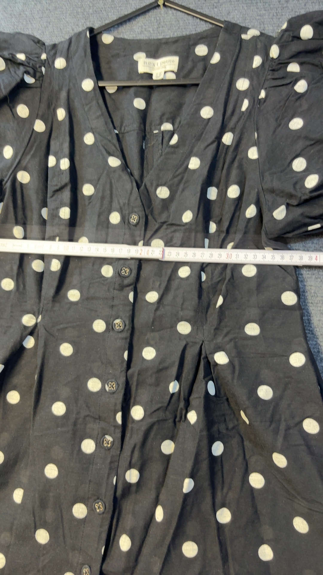 Next Petite Black & White Polka Dot Button Dress UK 14P Linen Blend excellent codition worn once image 4