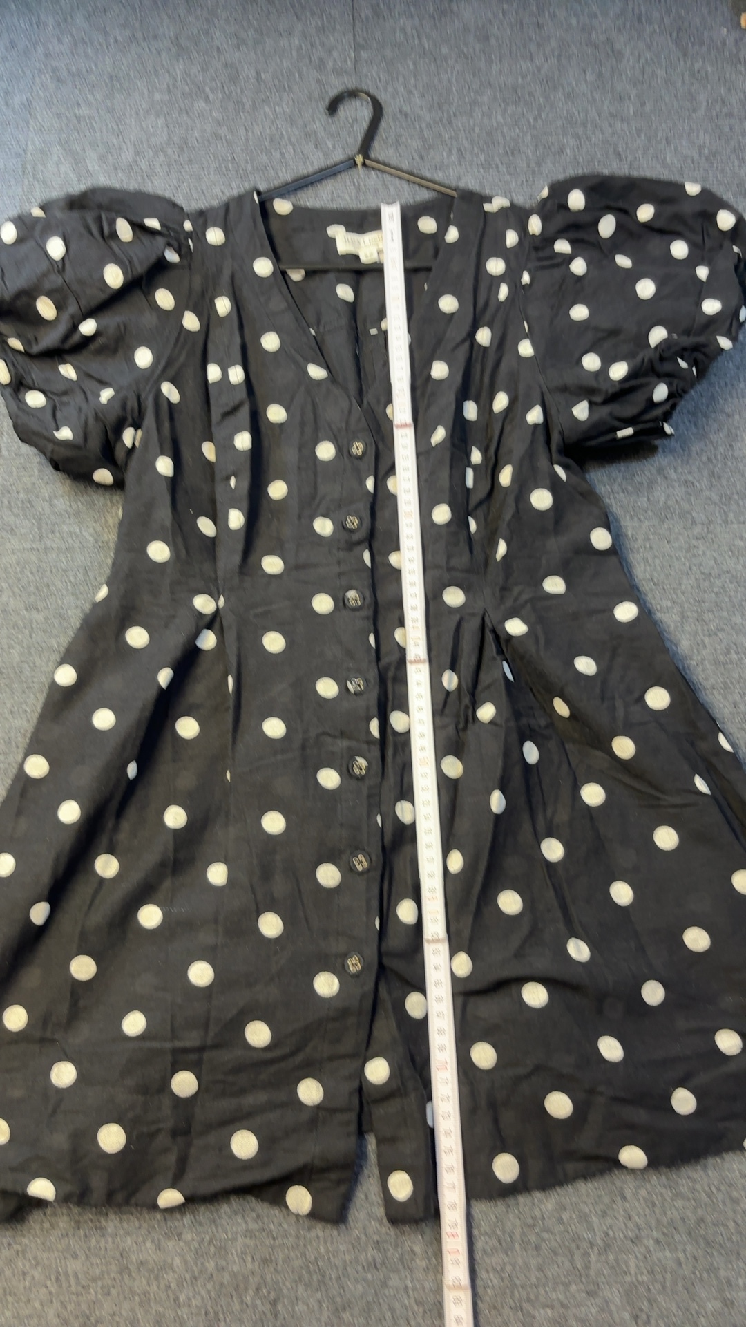 Next Petite Black & White Polka Dot Button Dress UK 14P Linen Blend excellent codition worn once image 5