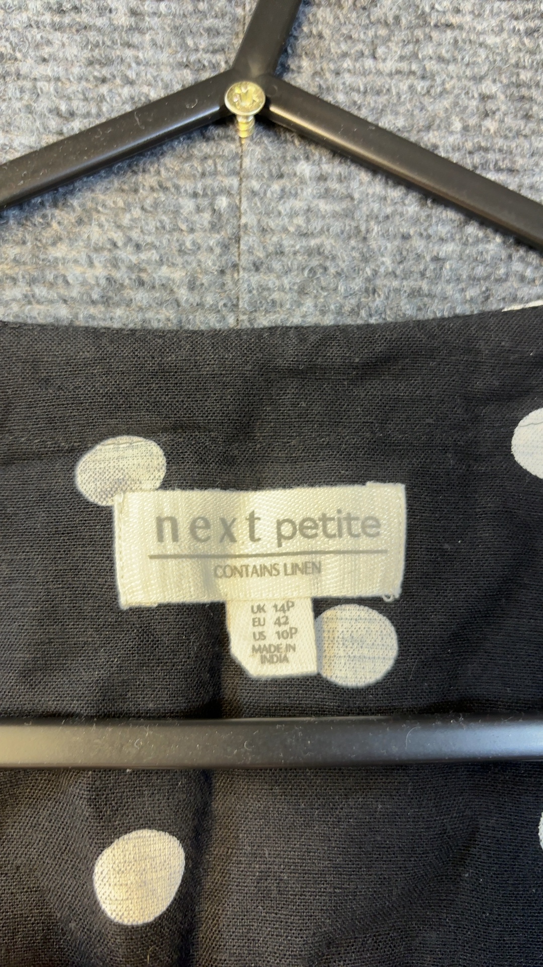 Next Petite Black & White Polka Dot Button Dress UK 14P Linen Blend excellent codition worn once image 8