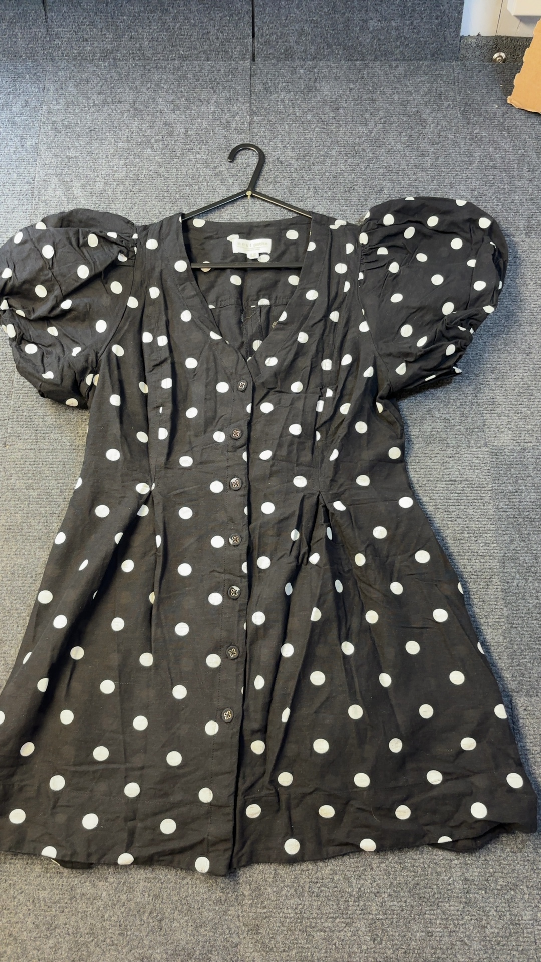 Next Petite Black & White Polka Dot Button Dress UK 14P Linen Blend excellent codition worn once image 2