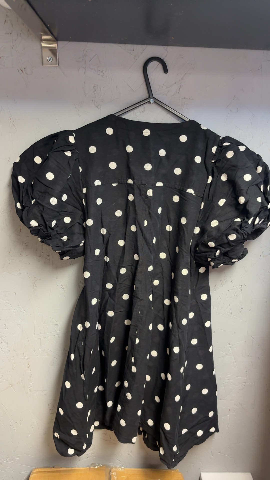 Next Petite Black & White Polka Dot Button Dress UK 14P Linen Blend excellent codition worn once image 3