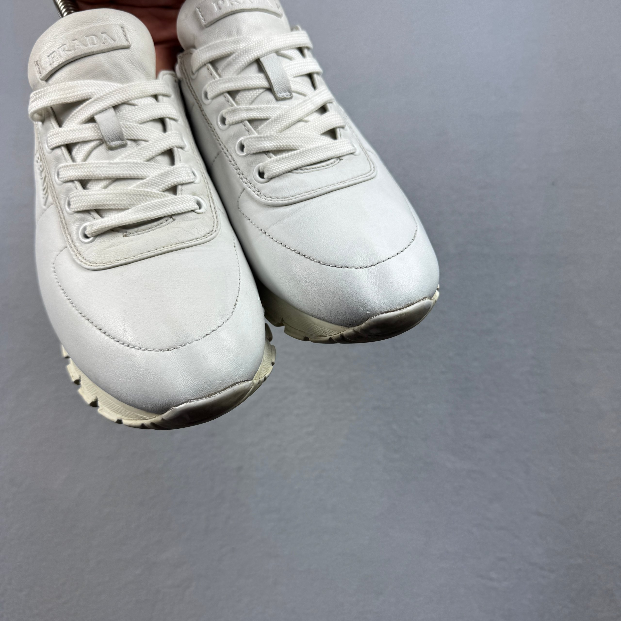 Prada Nappa White Leather Prax 3E6386 Sneakers Size 40 / 25.5cm image 6