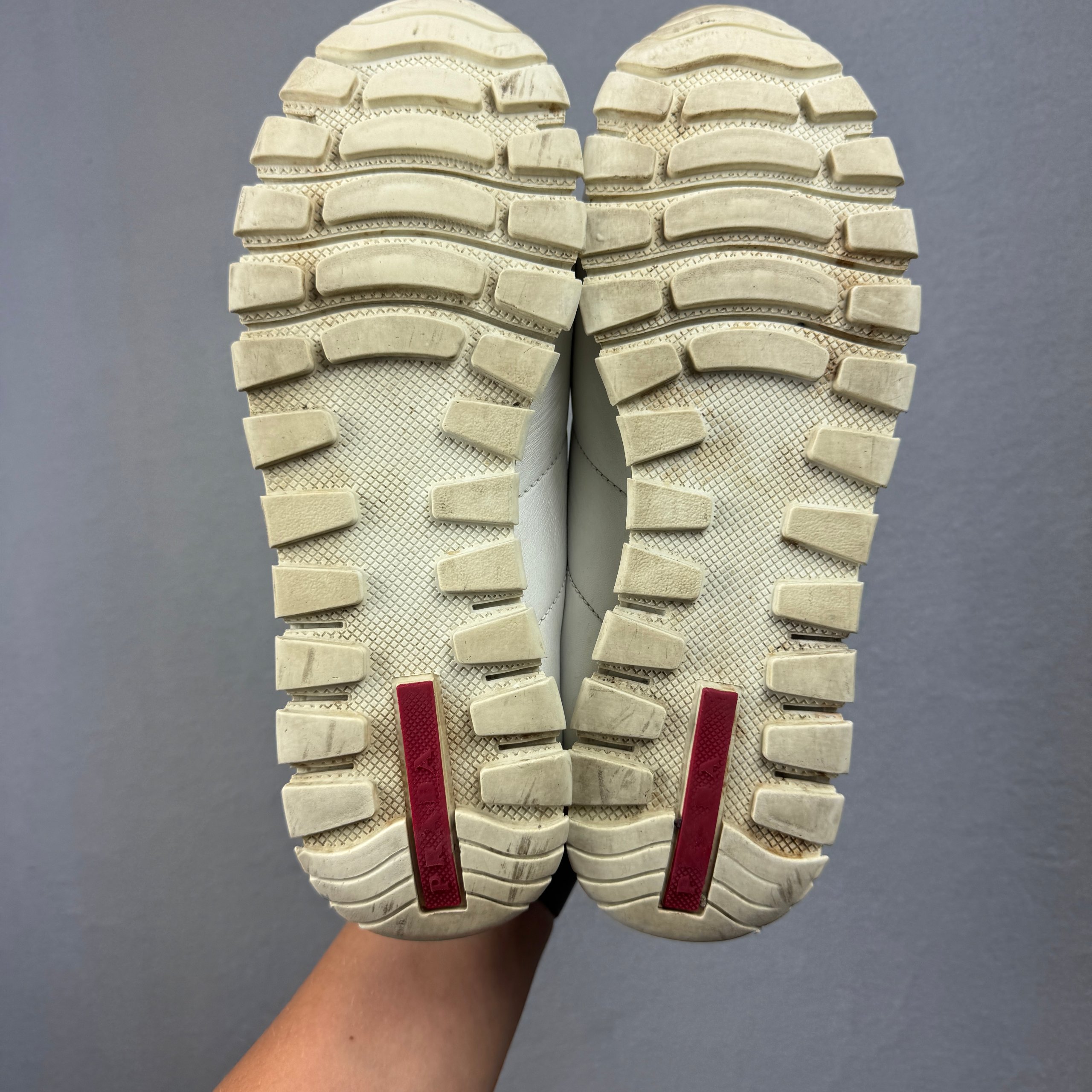 Prada Nappa White Leather Prax 3E6386 Sneakers Size 40 / 25.5cm image 9
