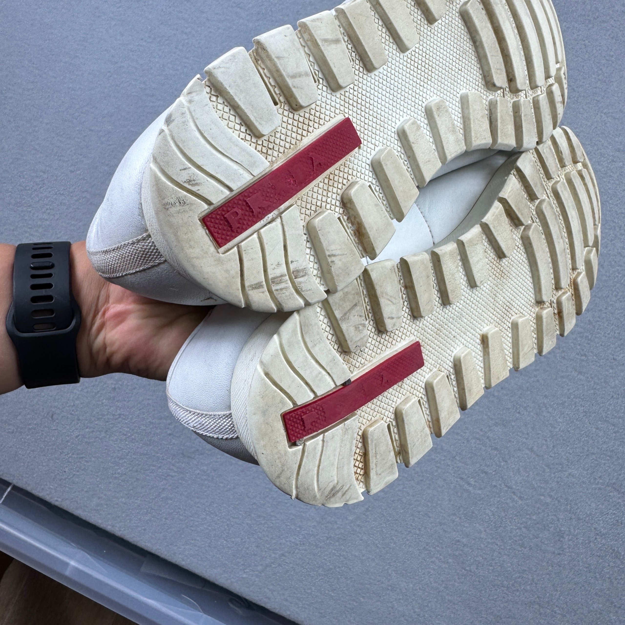 Prada Nappa White Leather Prax 3E6386 Sneakers Size 40 / 25.5cm image 10