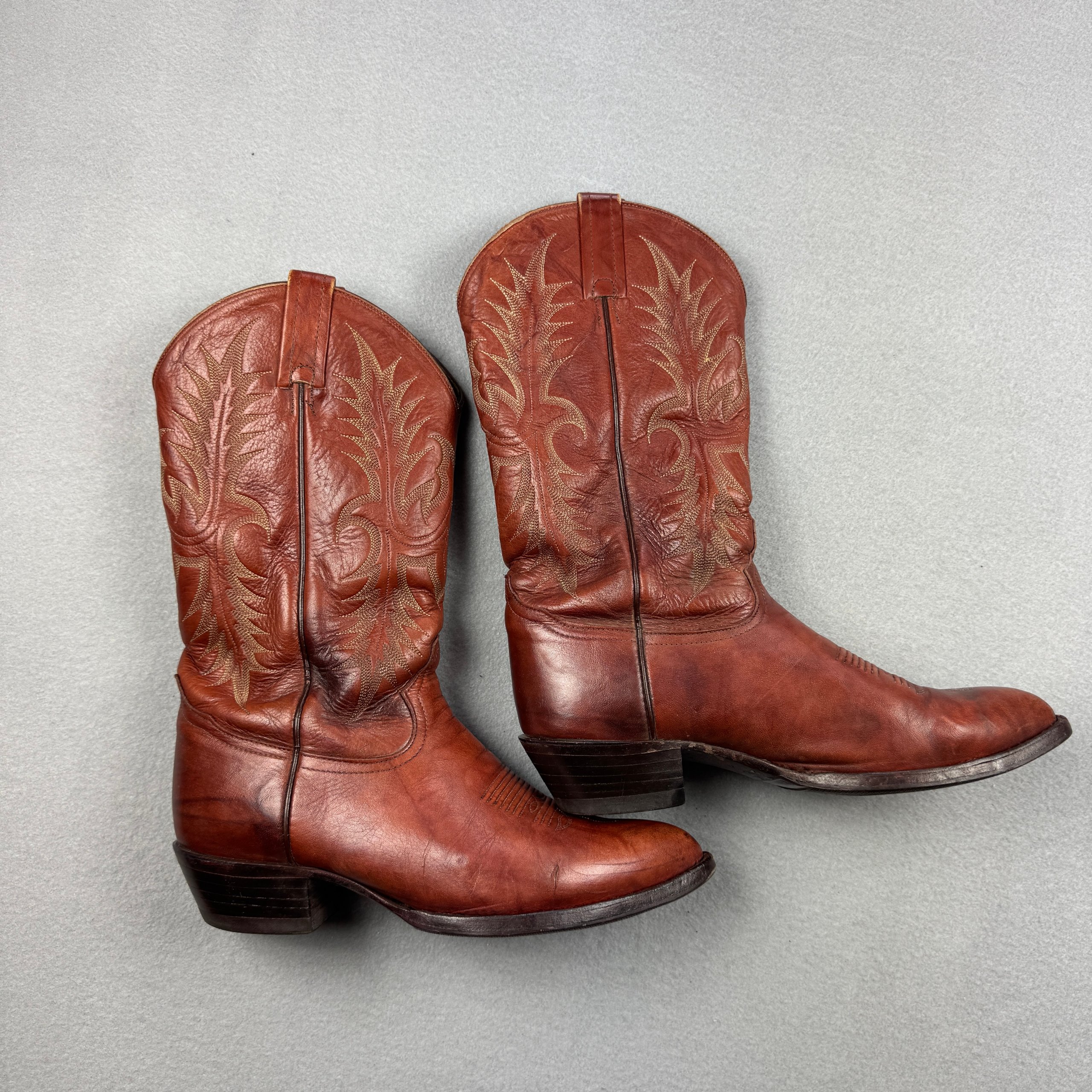 Tony Lama Brown Leather Cowboy Boots Western Stitching Size 43 / 27.5cm image 2