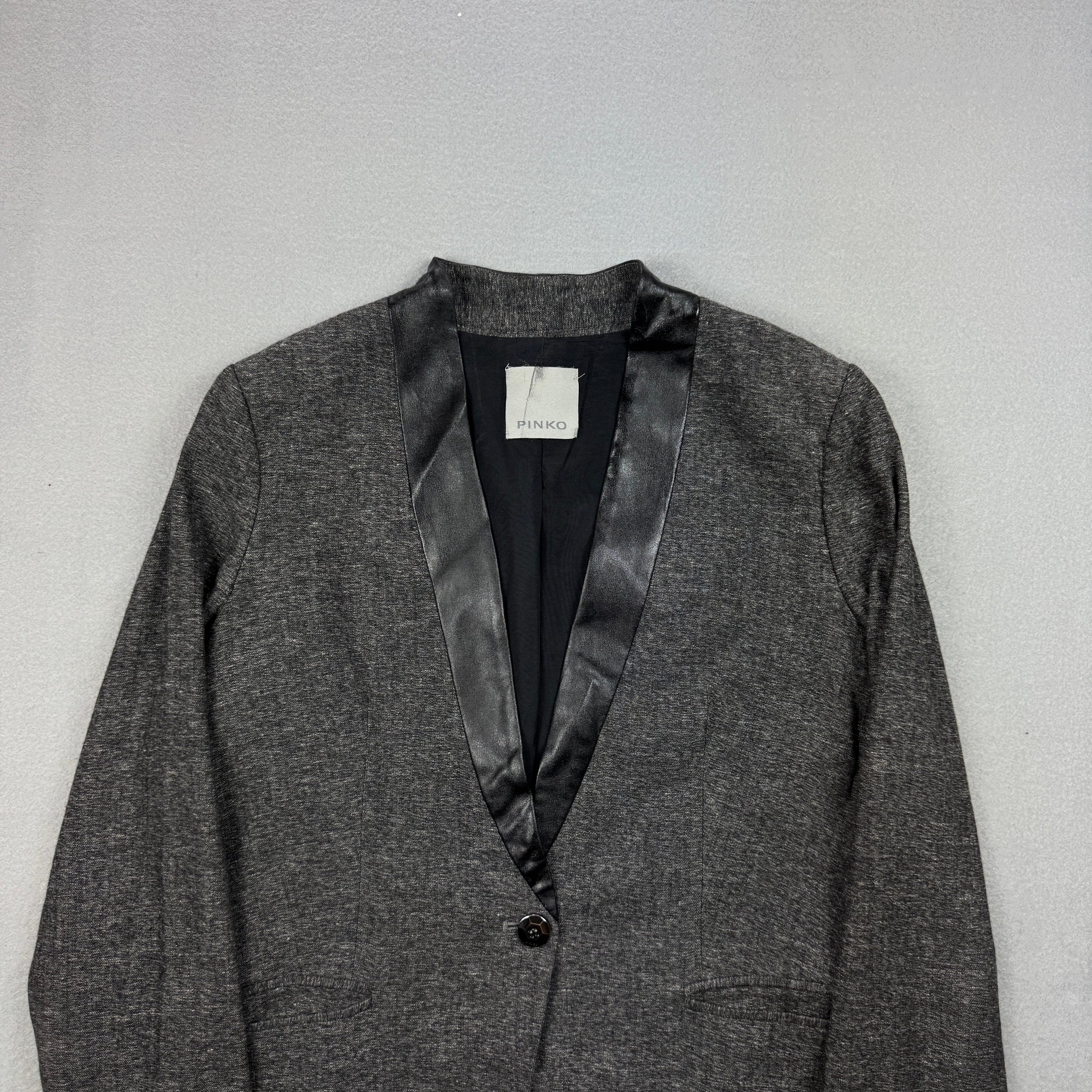 Pinko Grey Blazer with Satin Lapels Women`s Size 36 / M image 2