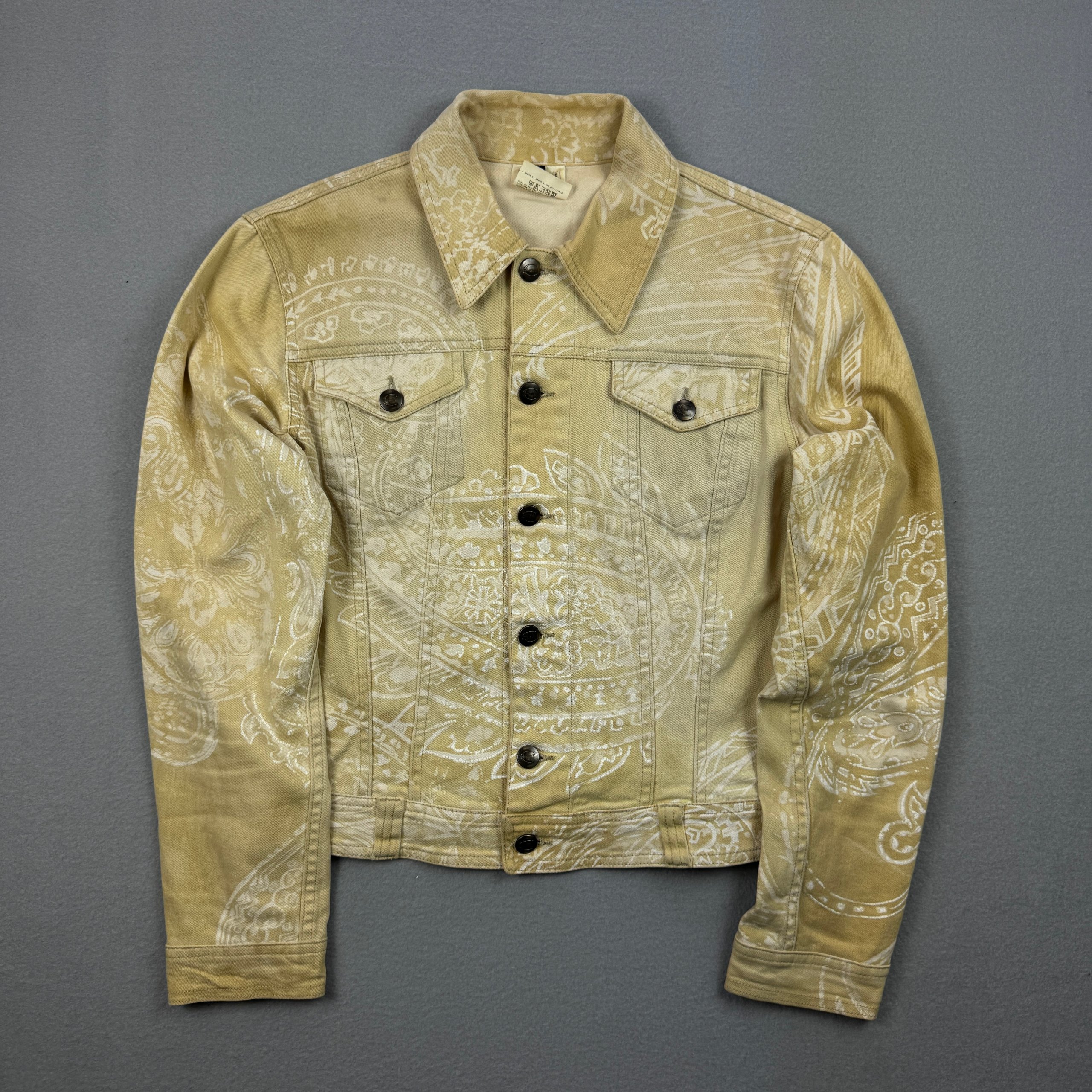 Women`s Just Cavalli Beige Paisley Print Denim Jacket Size S