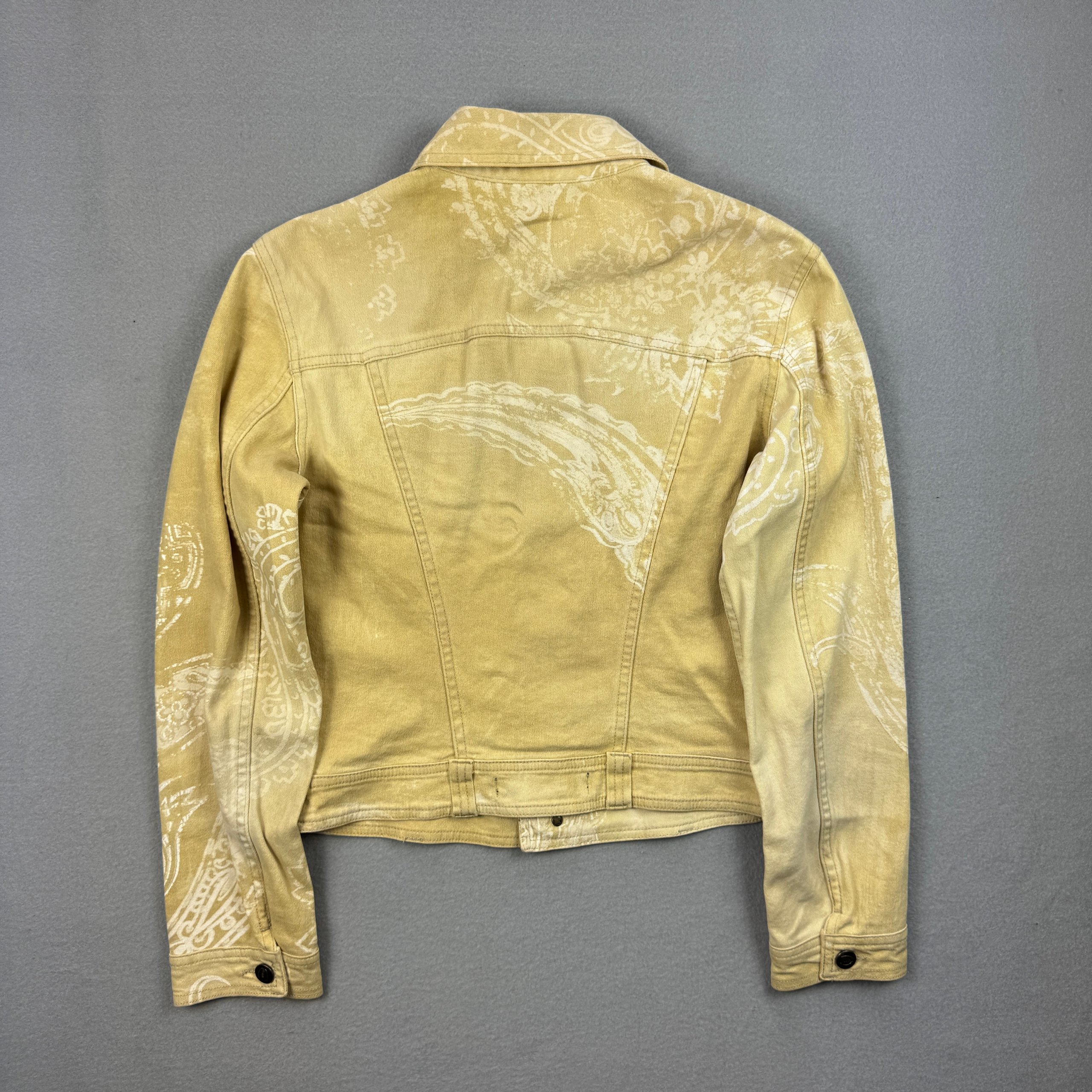 Women`s Just Cavalli Beige Paisley Print Denim Jacket Size S image 2
