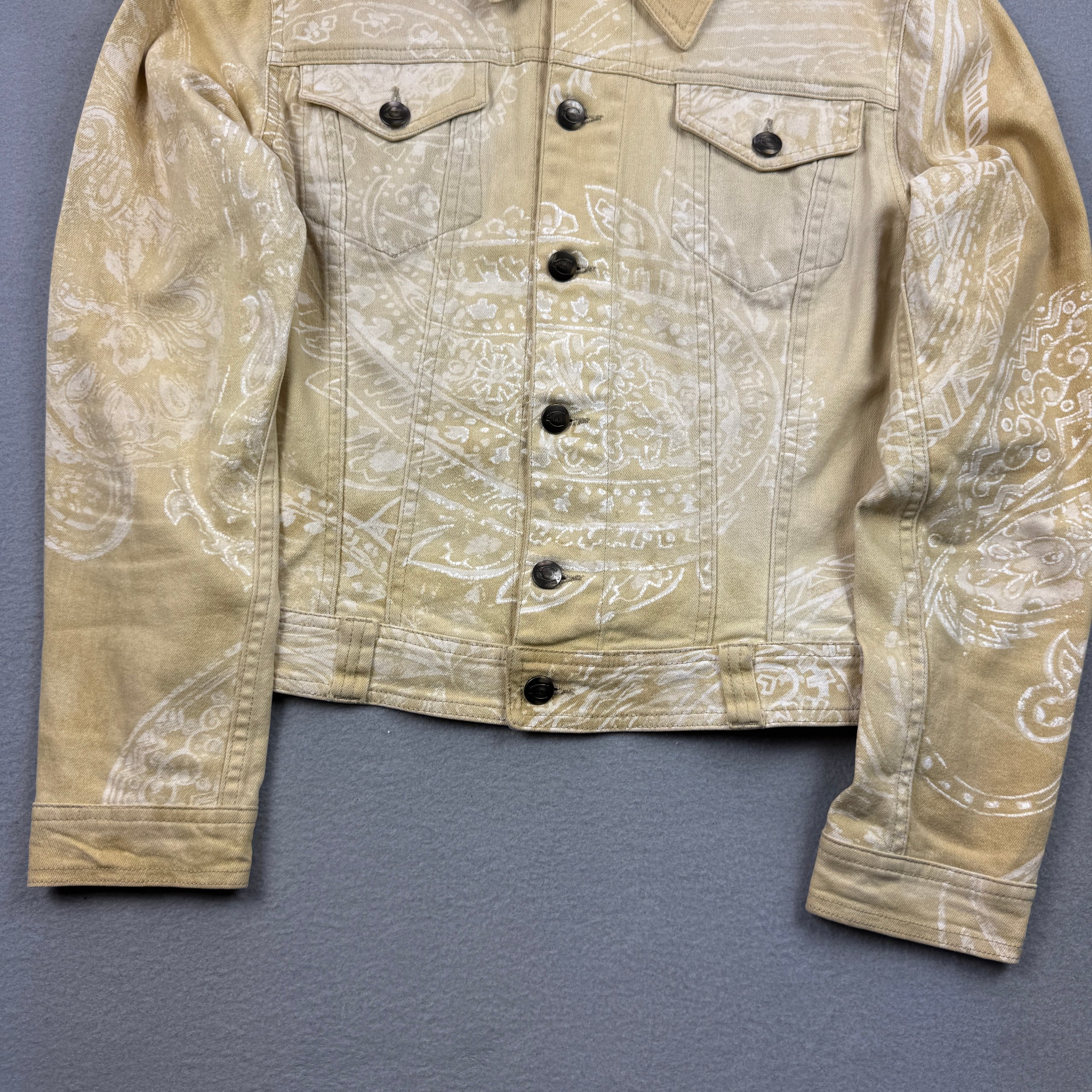 Women`s Just Cavalli Beige Paisley Print Denim Jacket Size S image 4
