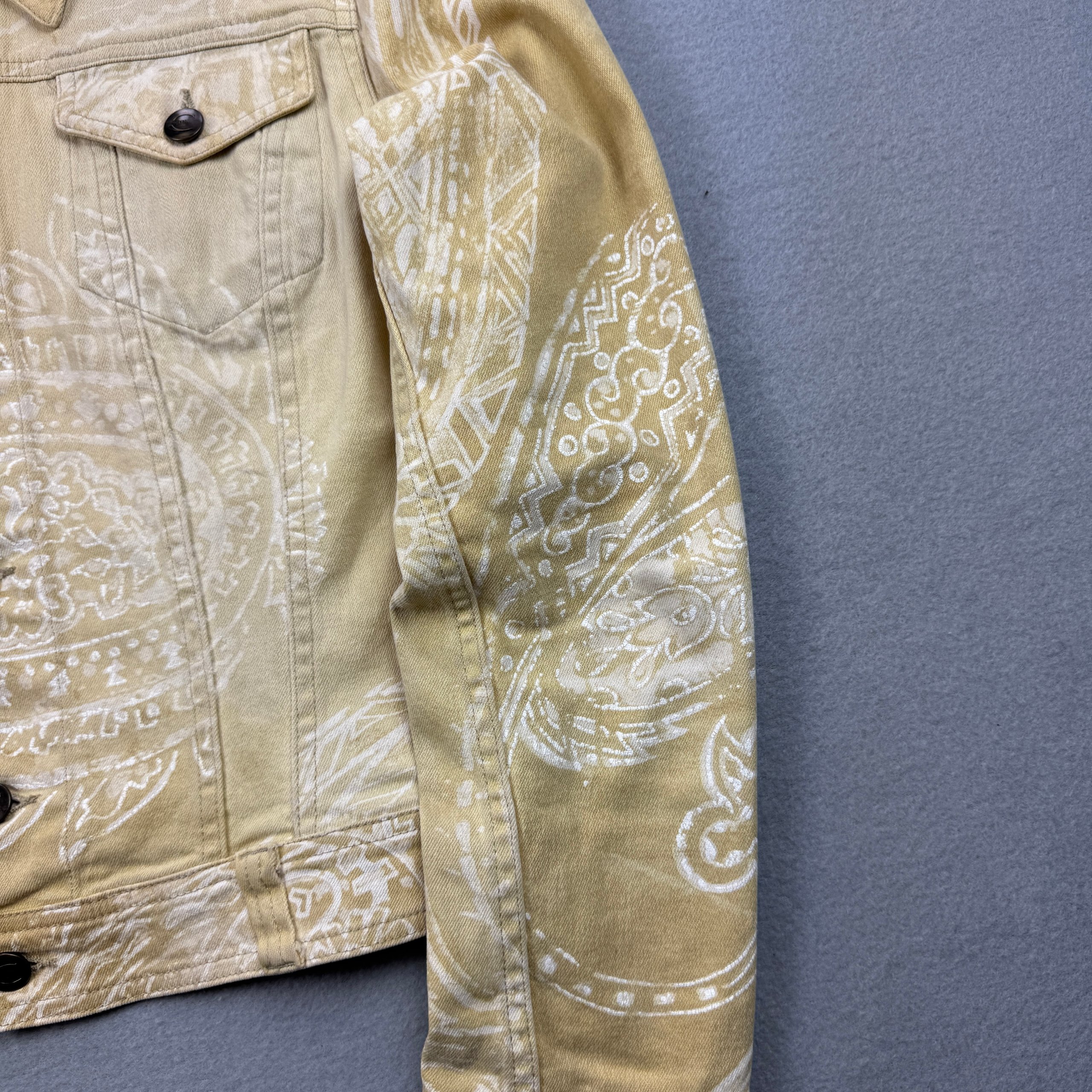 Women`s Just Cavalli Beige Paisley Print Denim Jacket Size S image 5