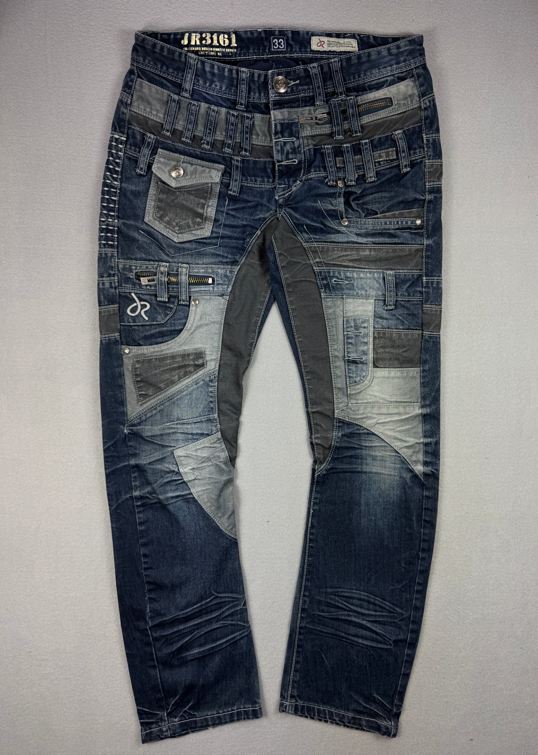 Vintage J Rags JR3161 Blue & Grey Patchwork Denim Jeans Size 33