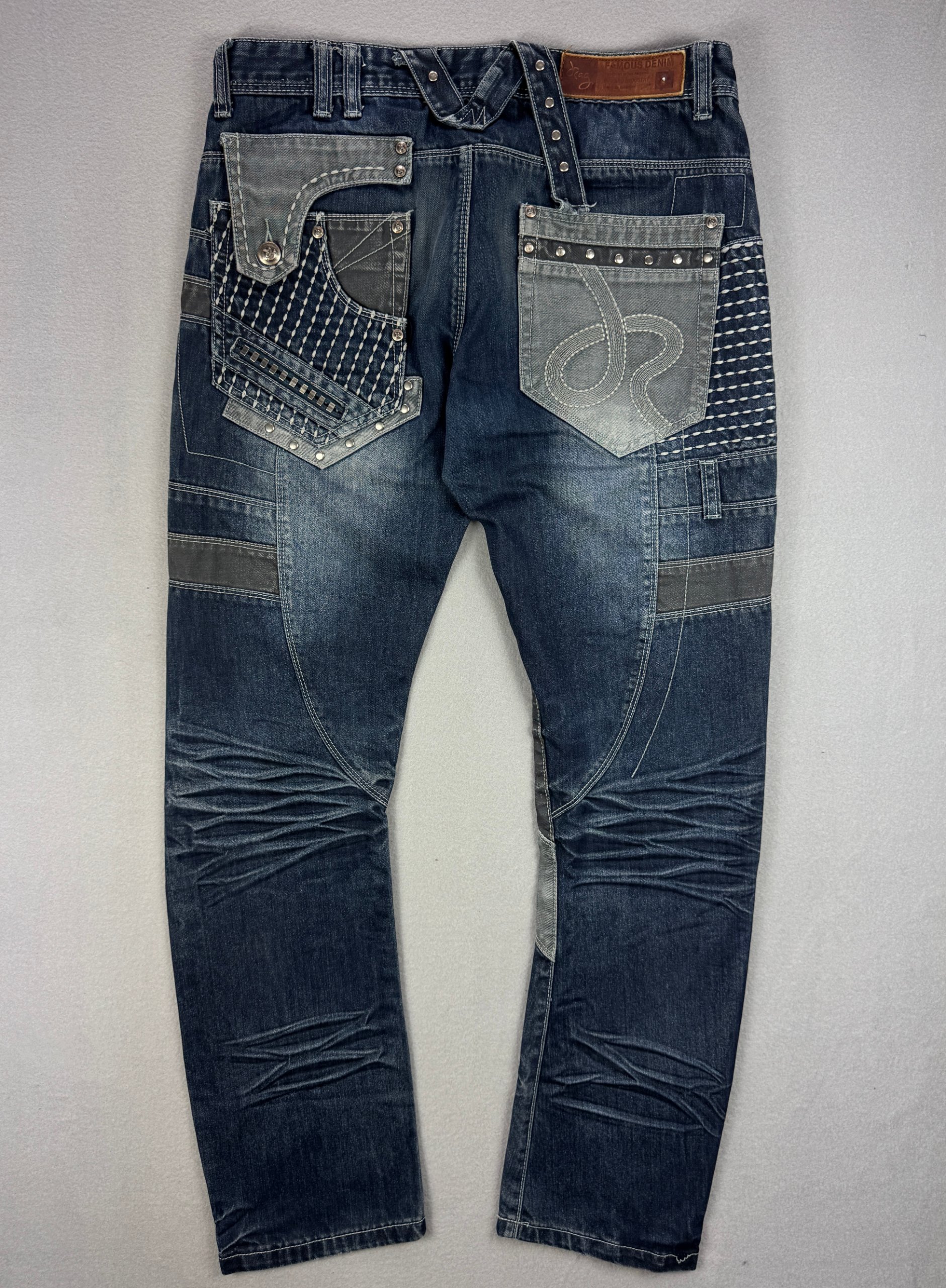Vintage J Rags JR3161 Blue & Grey Patchwork Denim Jeans Size 33 image 2