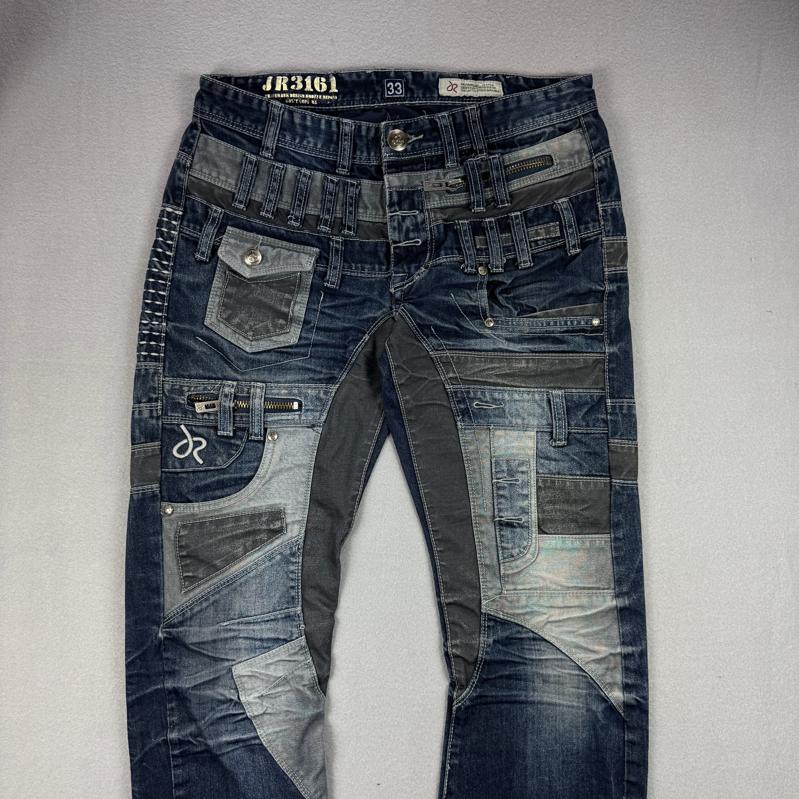 Vintage J Rags JR3161 Blue & Grey Patchwork Denim Jeans Size 33 image 3