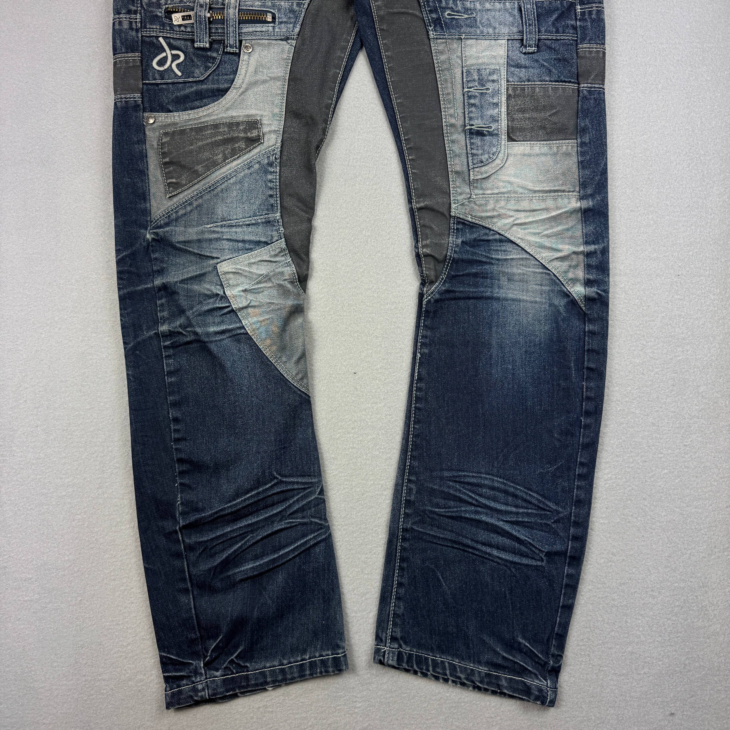 Vintage J Rags JR3161 Blue & Grey Patchwork Denim Jeans Size 33 image 4