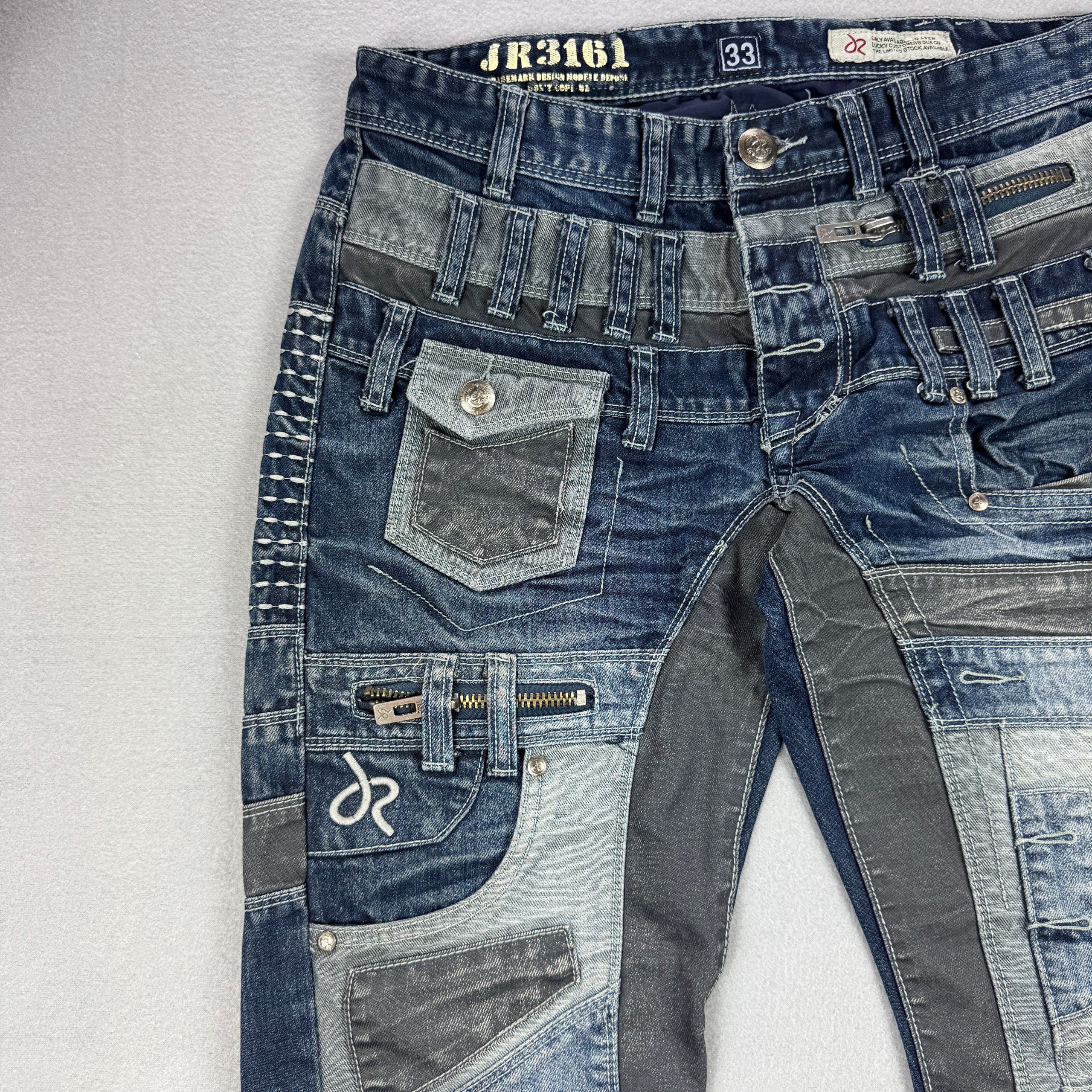 Vintage J Rags JR3161 Blue & Grey Patchwork Denim Jeans Size 33 image 5