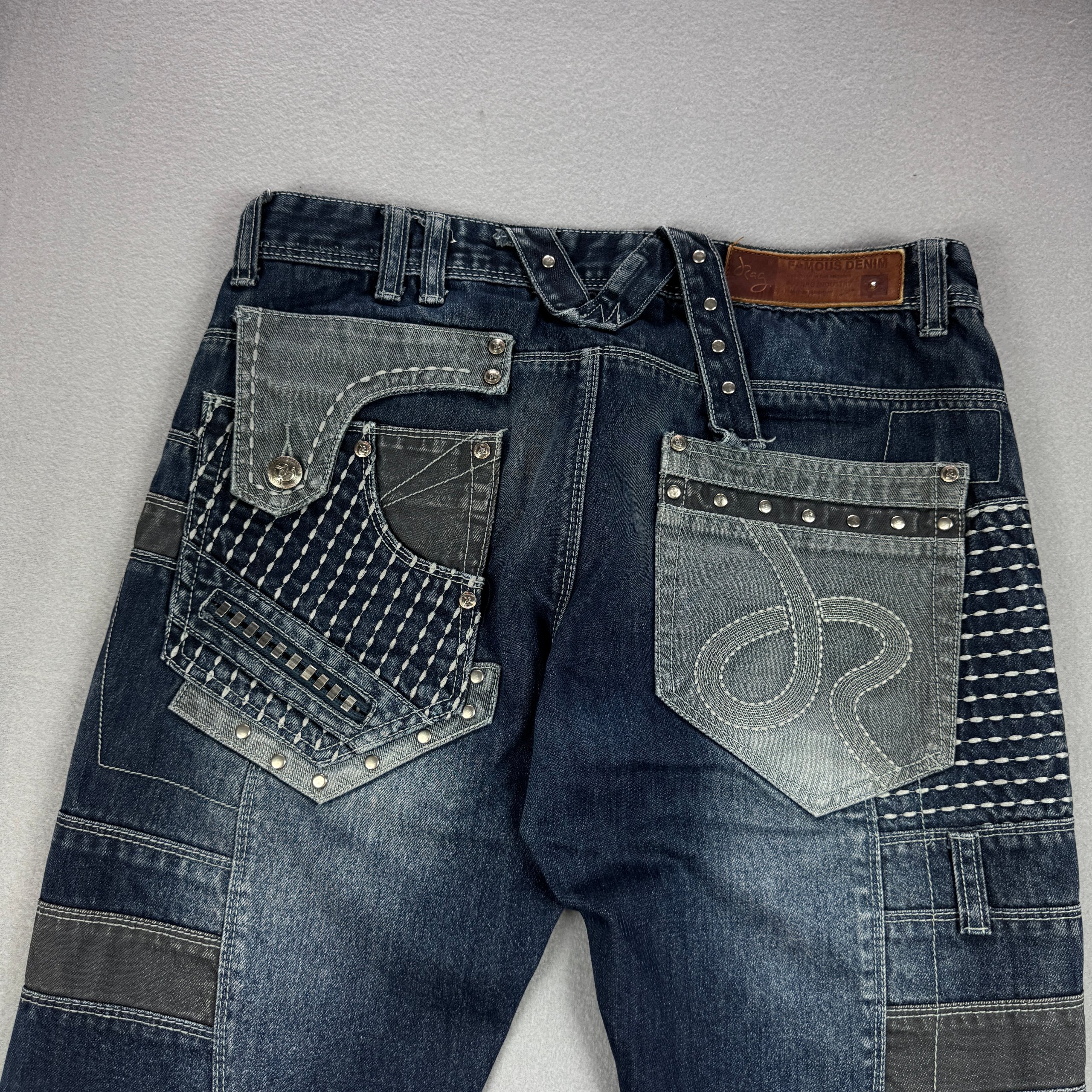 Vintage J Rags JR3161 Blue & Grey Patchwork Denim Jeans Size 33 image 6