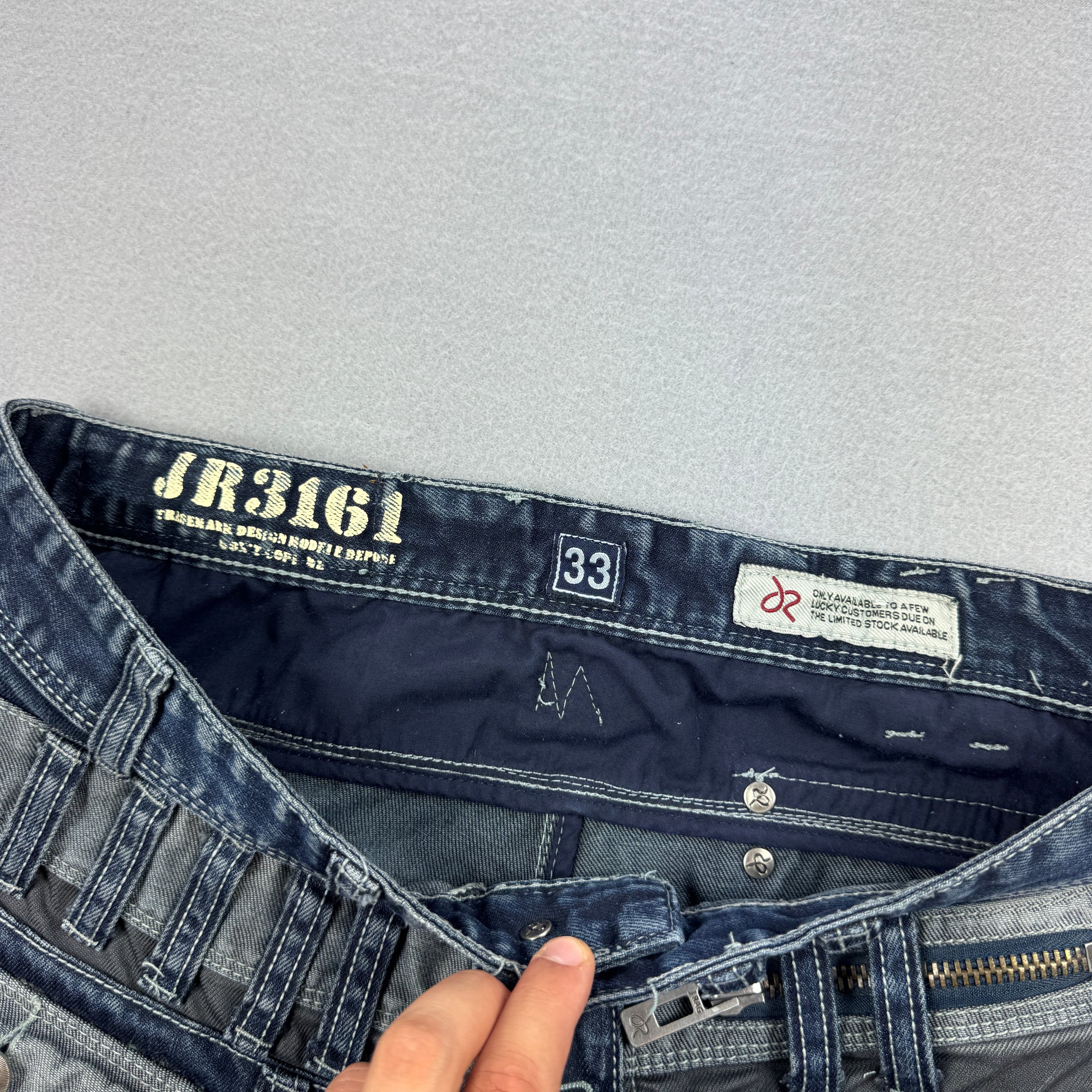 Vintage J Rags JR3161 Blue & Grey Patchwork Denim Jeans Size 33 image 7
