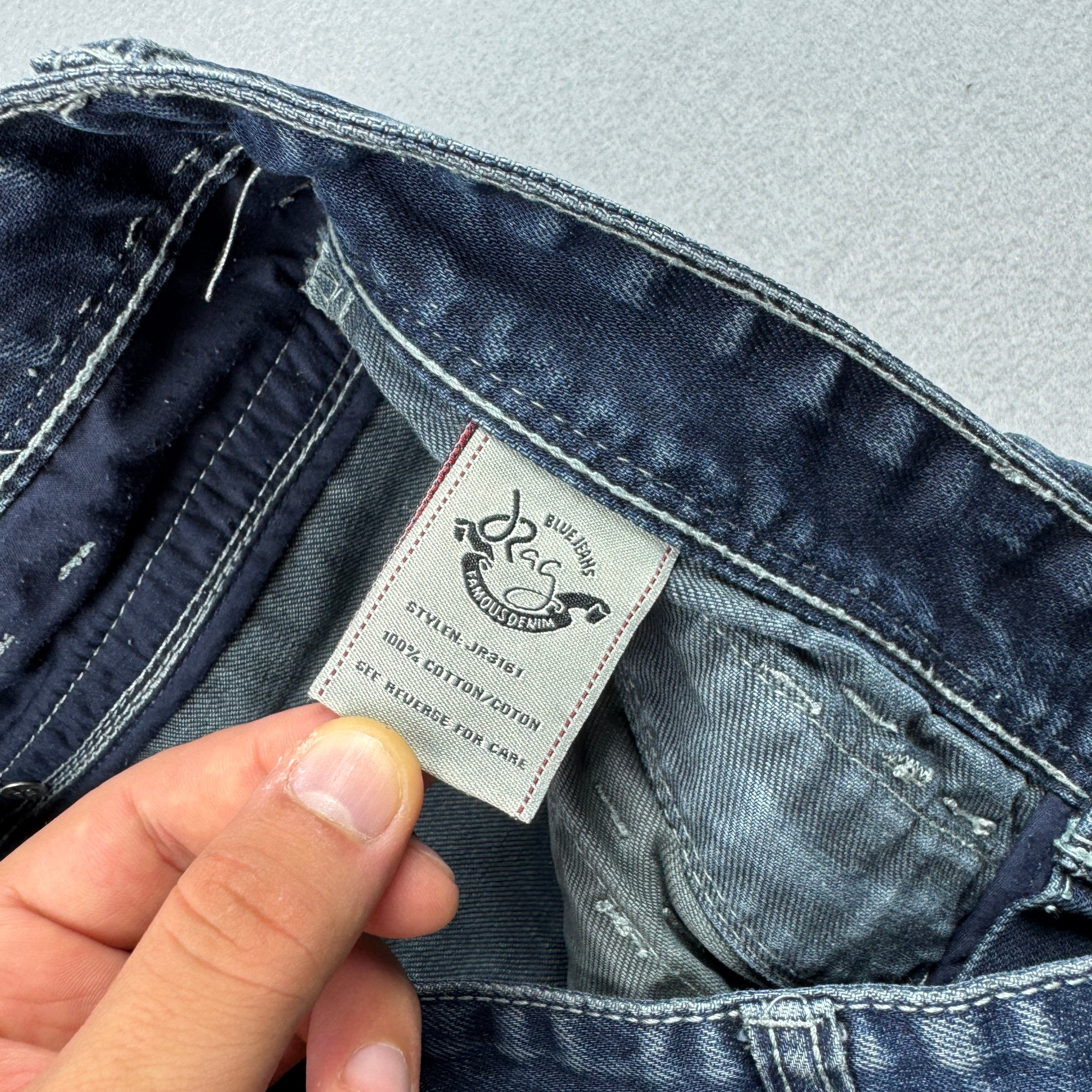 Vintage J Rags JR3161 Blue & Grey Patchwork Denim Jeans Size 33 image 9