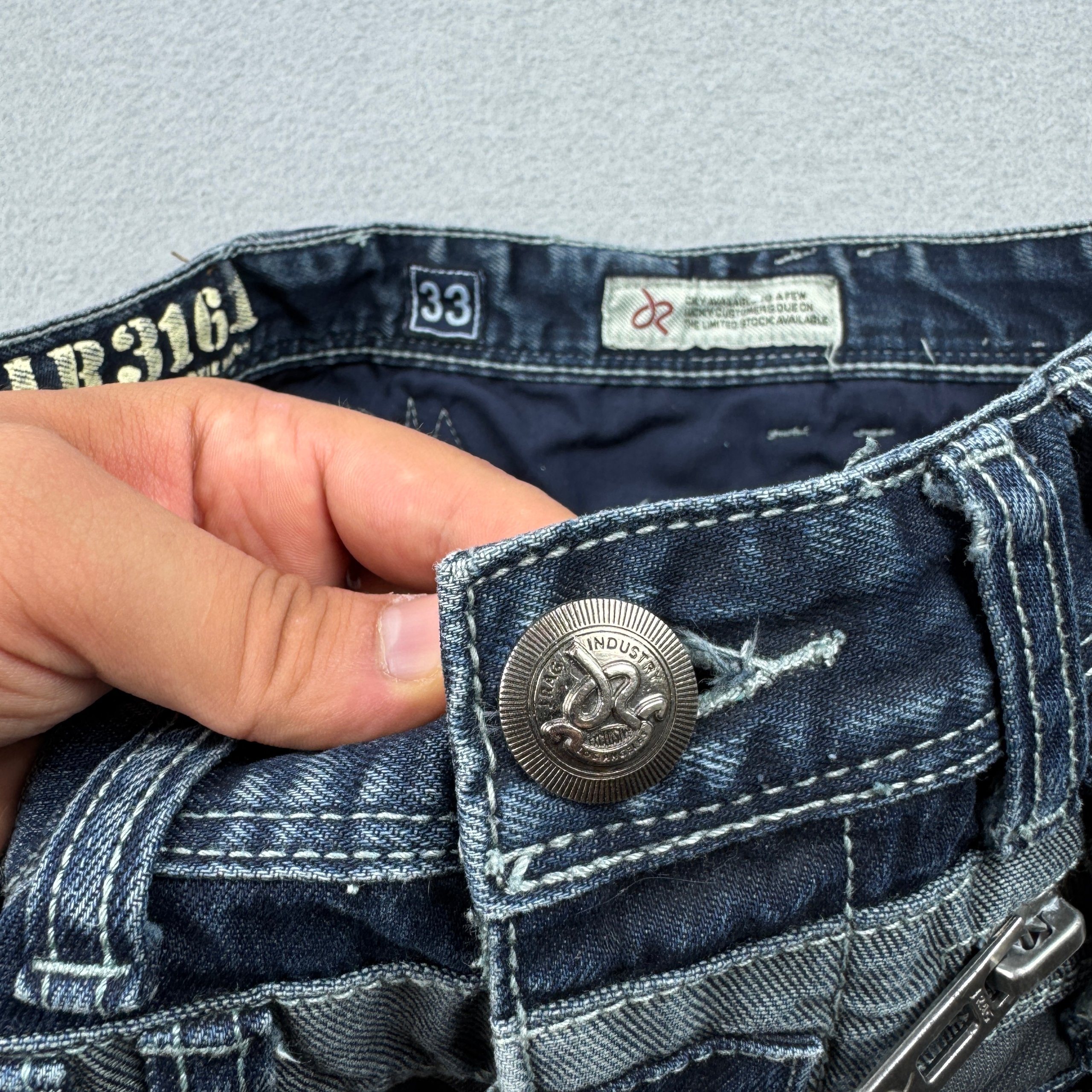 Vintage J Rags JR3161 Blue & Grey Patchwork Denim Jeans Size 33 image 10
