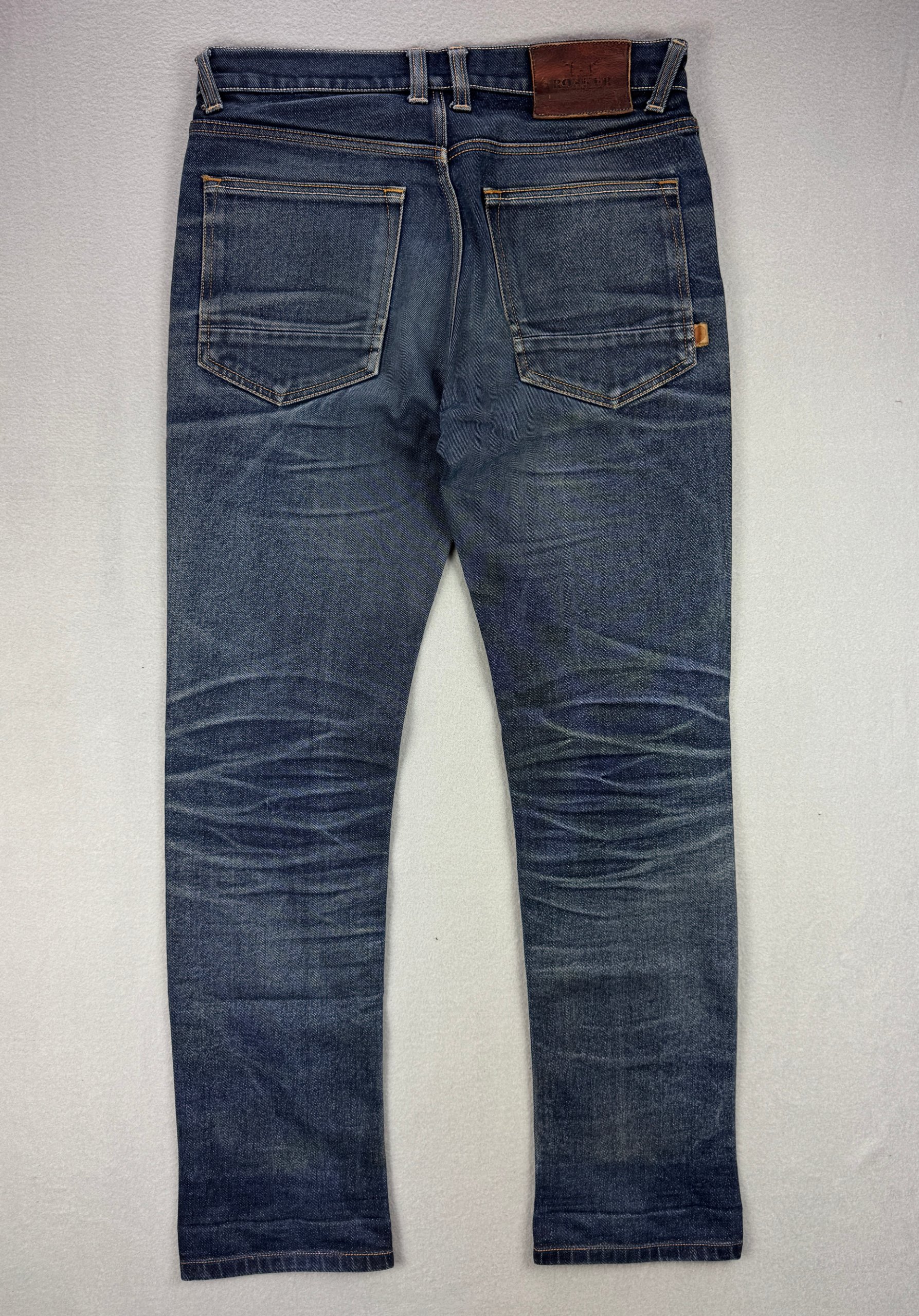 Men`s Rokker Tech Straight Raw Moto Biker Blue Denim Jeans Size W31 L32 image 2