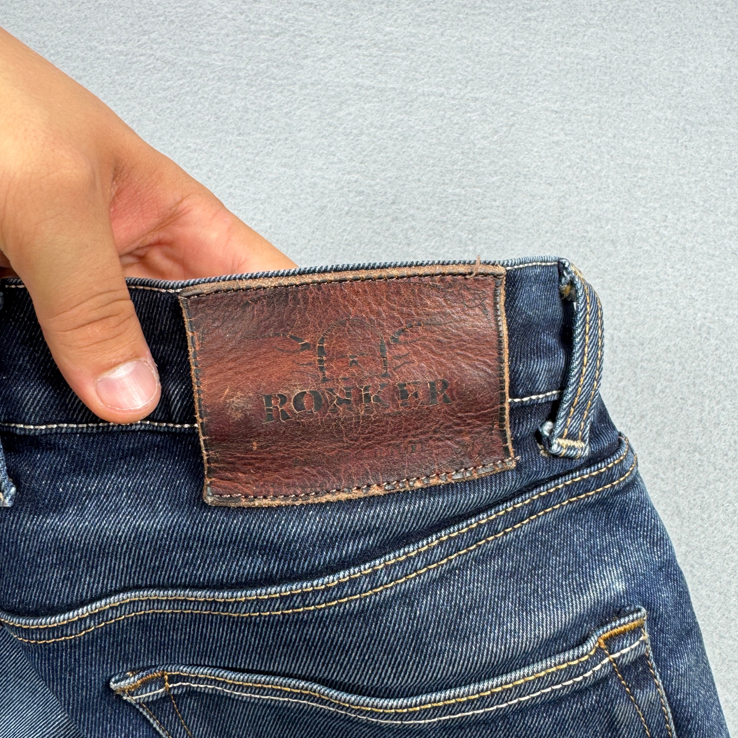 Men`s Rokker Tech Straight Raw Moto Biker Blue Denim Jeans Size W31 L32 image 6