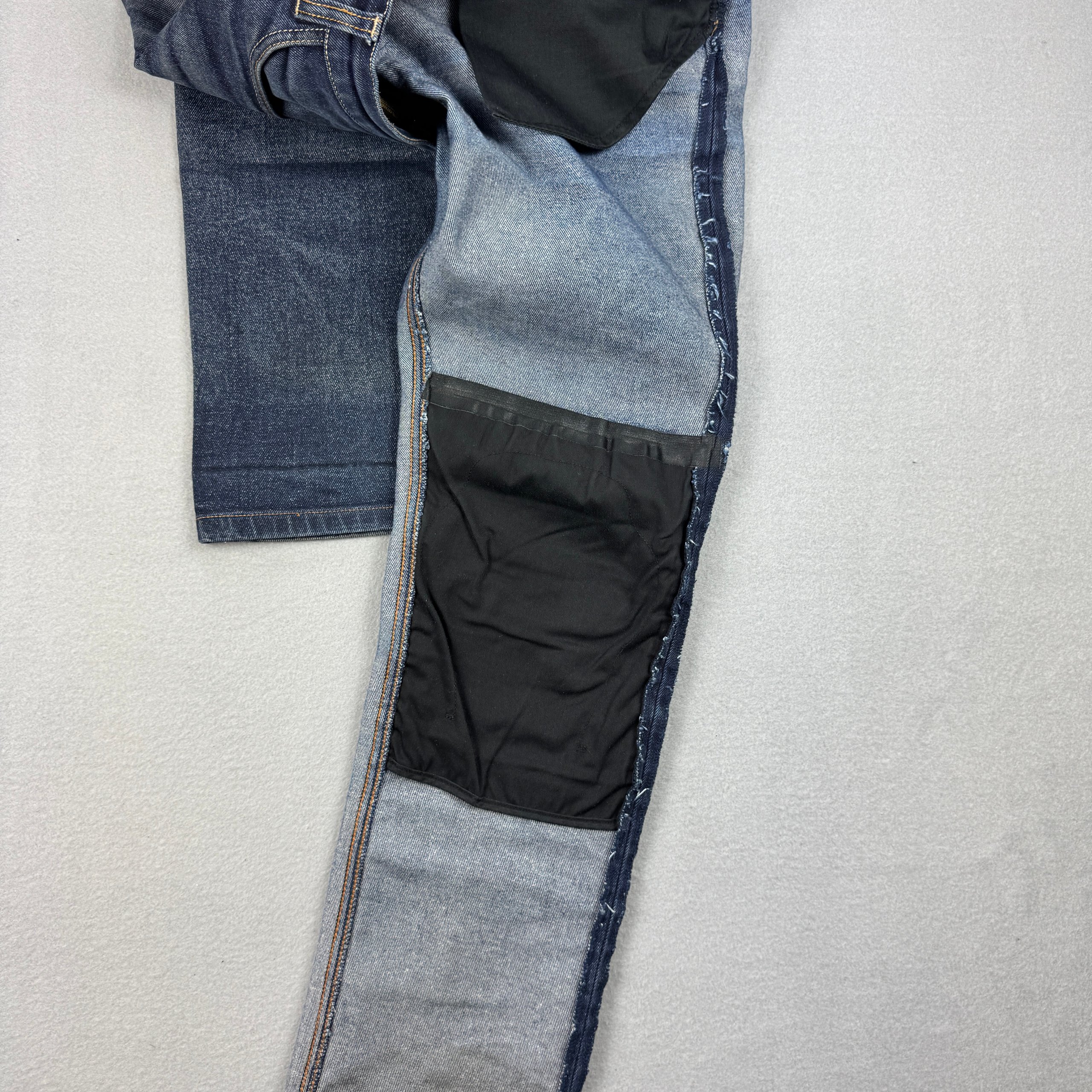 Men`s Rokker Tech Straight Raw Moto Biker Blue Denim Jeans Size W31 L32 image 7