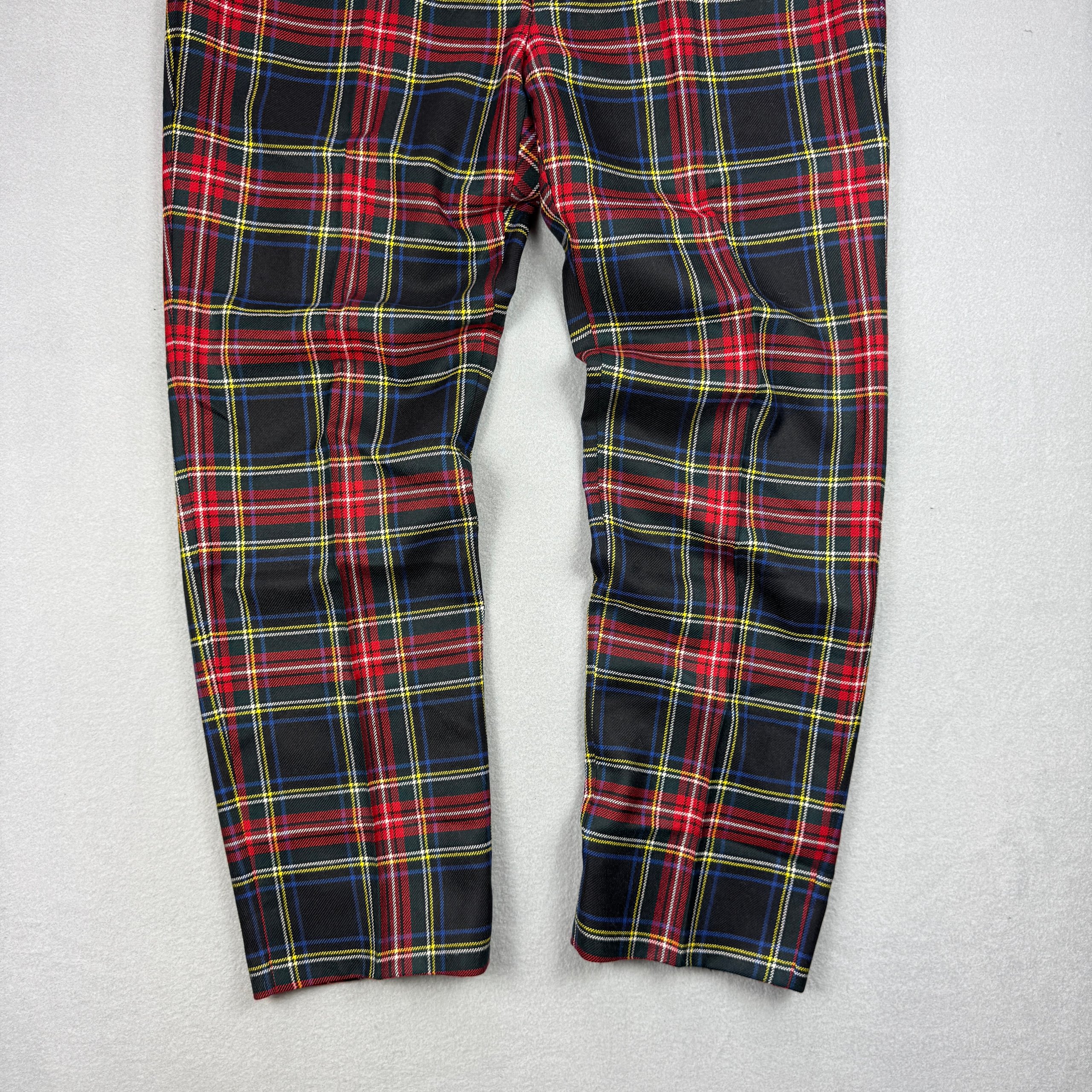 Men`s Ermenegildo Zegna Red Black Tartan Pattern Casual Wool Trousers Size 54R / XL image 3