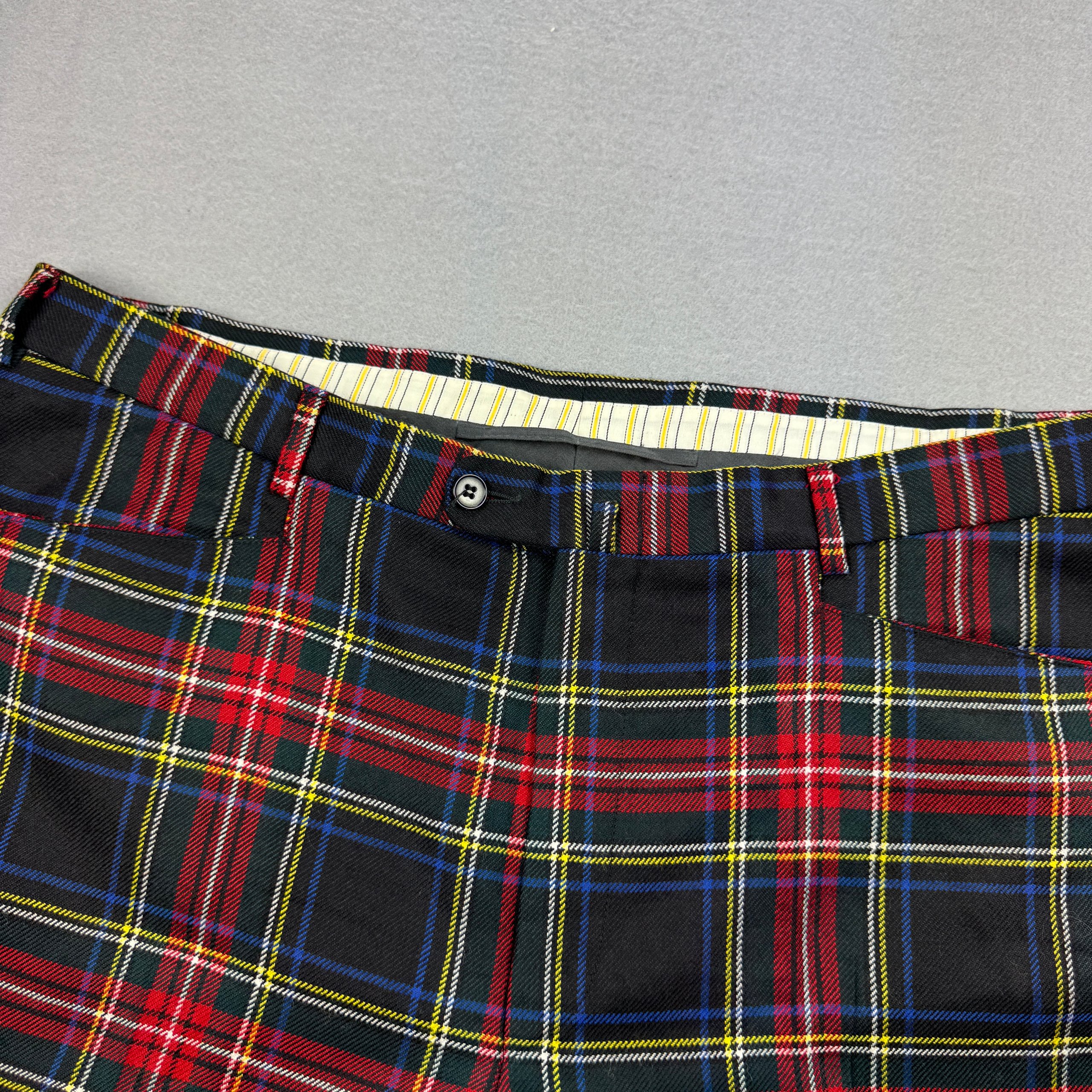 Men`s Ermenegildo Zegna Red Black Tartan Pattern Casual Wool Trousers Size 54R / XL image 5