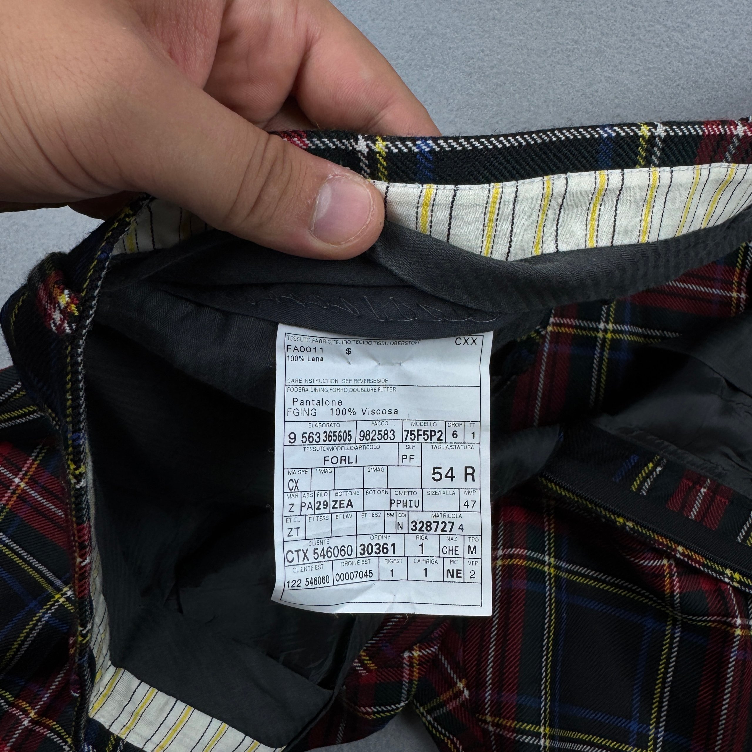 Men`s Ermenegildo Zegna Red Black Tartan Pattern Casual Wool Trousers Size 54R / XL image 8