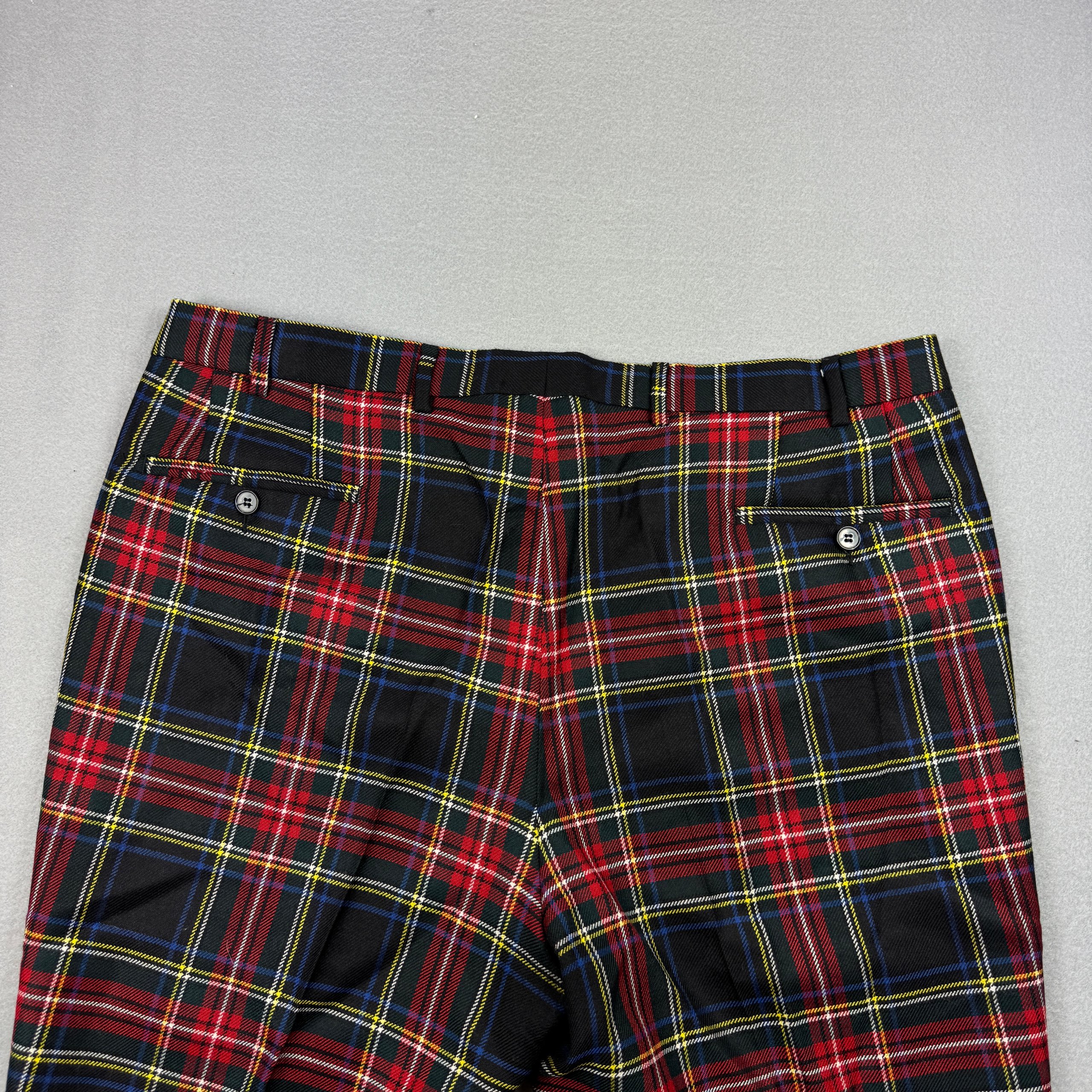 Men`s Ermenegildo Zegna Red Black Tartan Pattern Casual Wool Trousers Size 54R / XL image 10