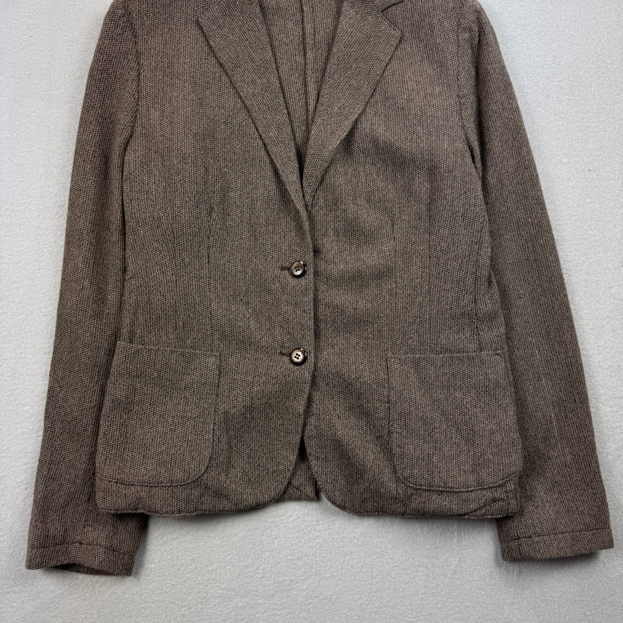 Women`s Eleventy First Class Brown Knit Wool / Nylon Blazer Size 46 / S-M image 4