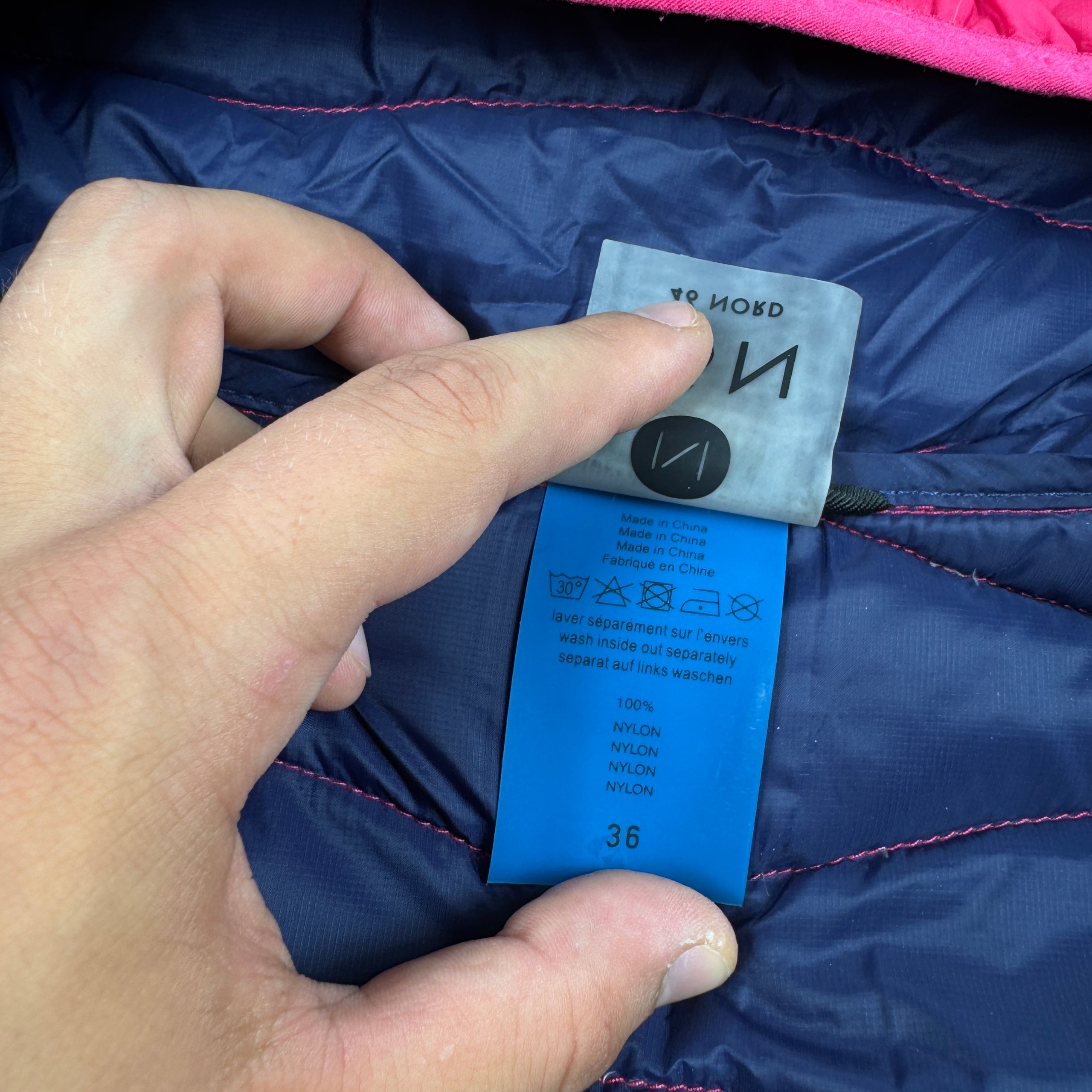 46 Nord Pink Hooded Lightweight Puffer Jacket Women`s Size 36 / S image 9