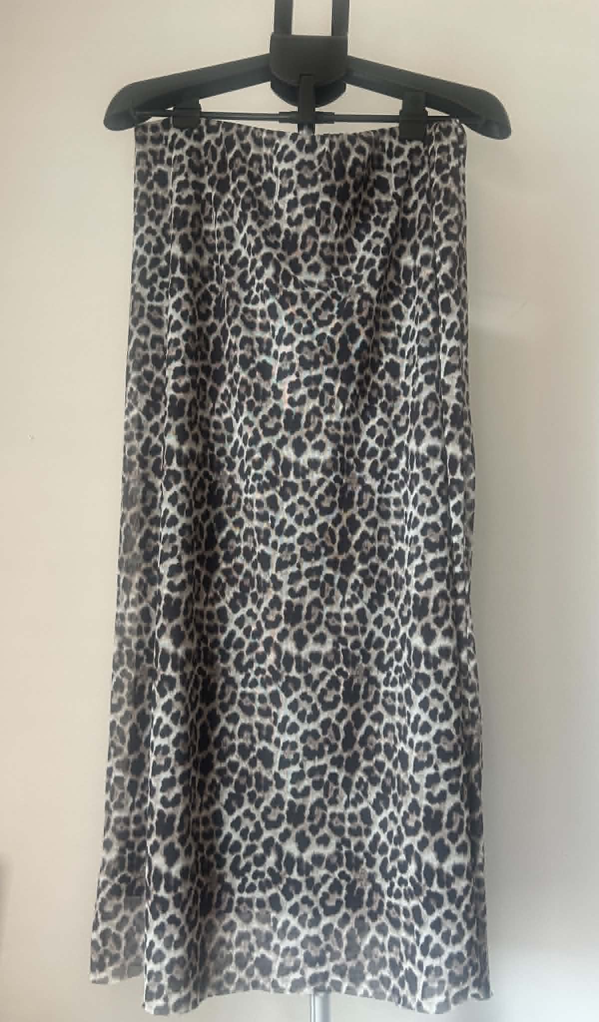Women's Leopard Print double layer chiffon mesh Slip maxi skirt 17" waist