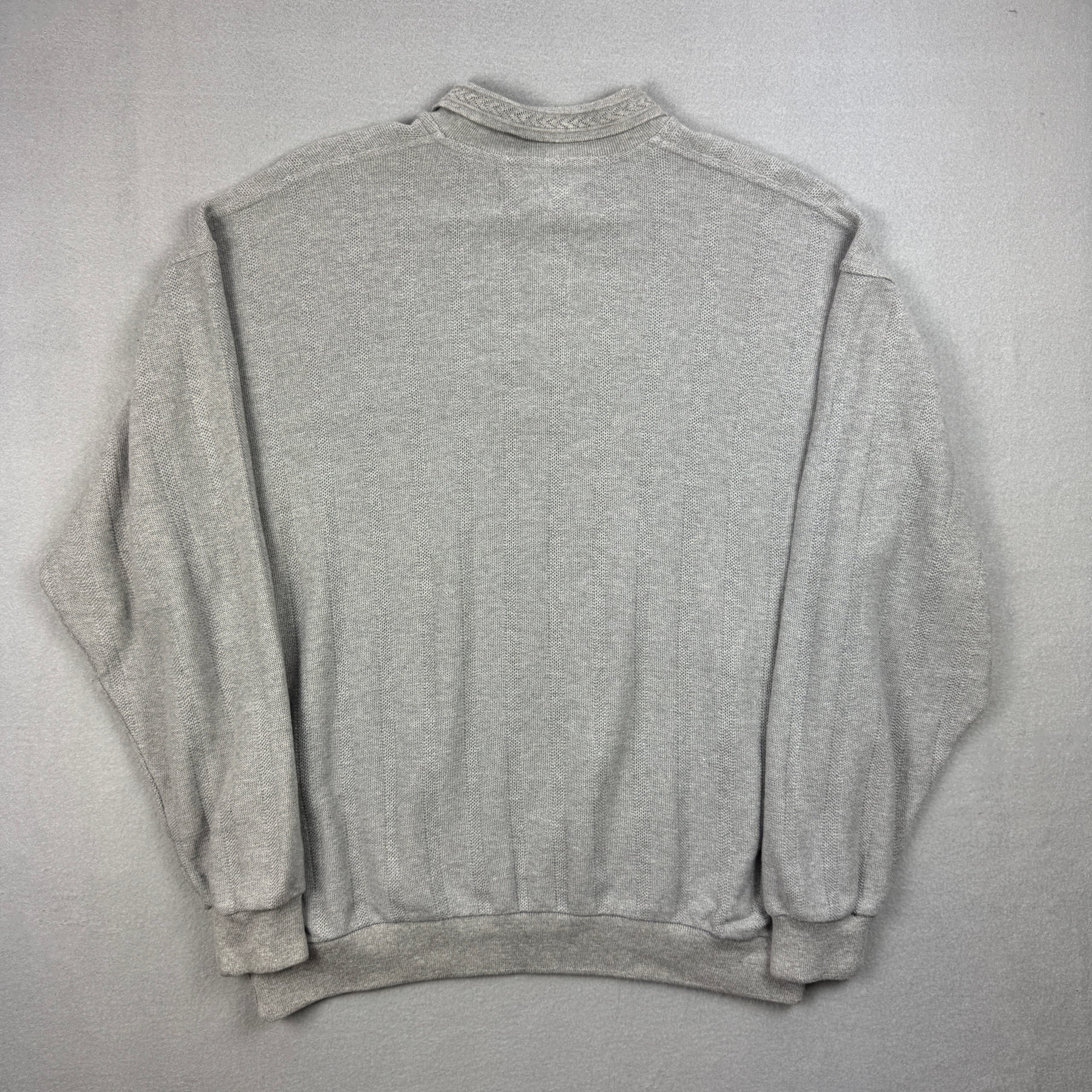 Burberrys Vintage Grey Embroidered Polo Sweater Textured Size L image 2