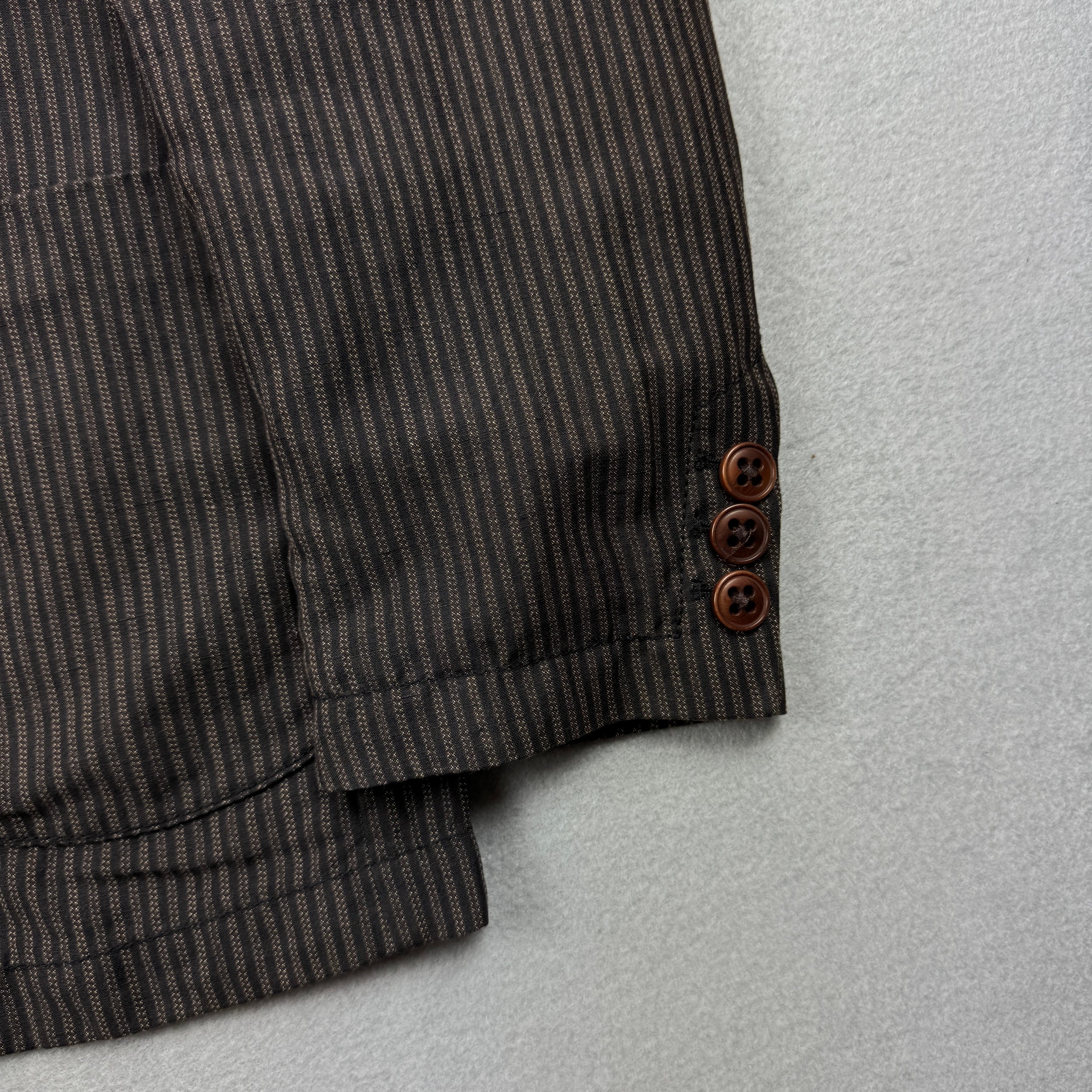 Hugo Boss Orange Brown Striped Linen / Cotton Blazer Slim Fit Size 48 / M image 6