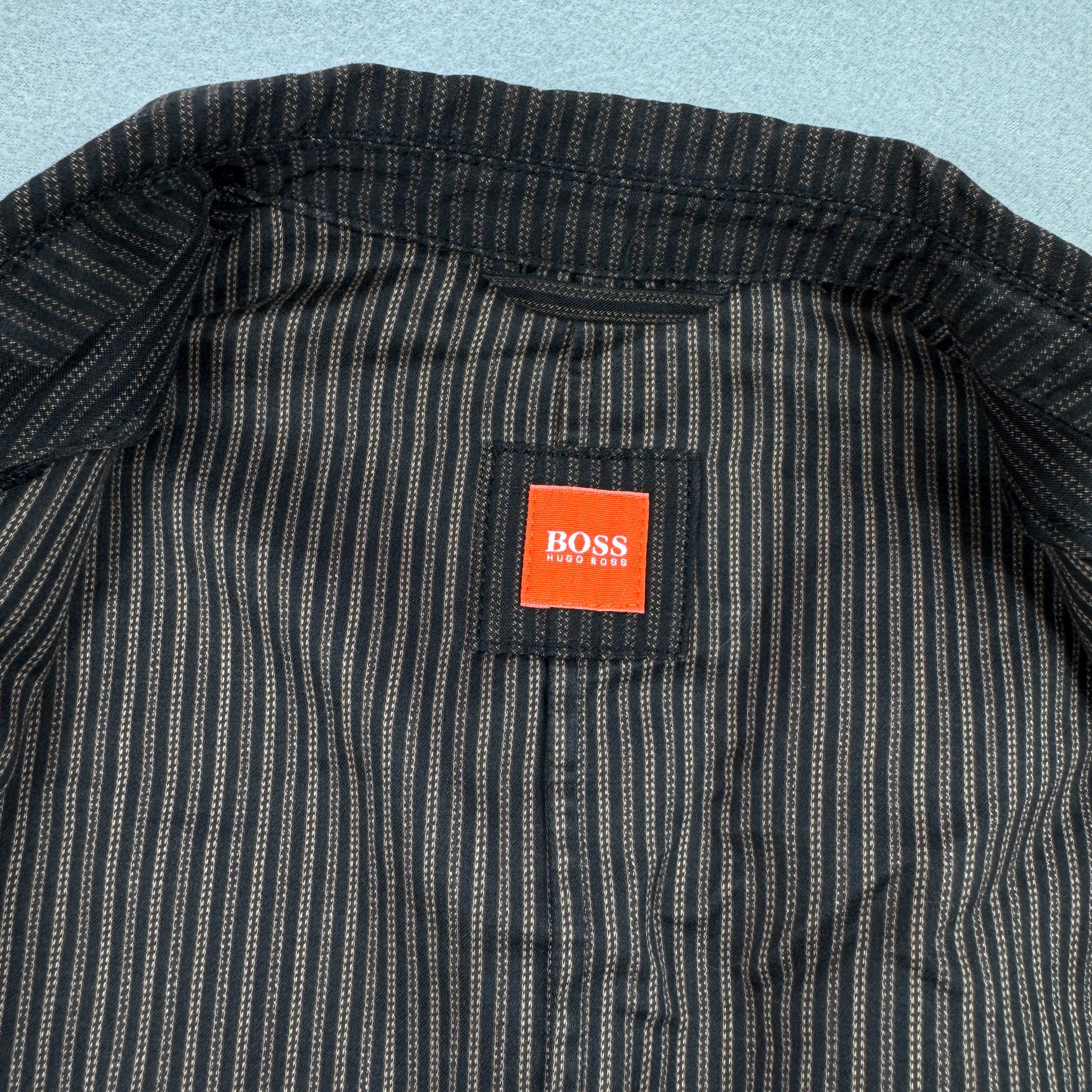 Hugo Boss Orange Brown Striped Linen / Cotton Blazer Slim Fit Size 48 / M image 8