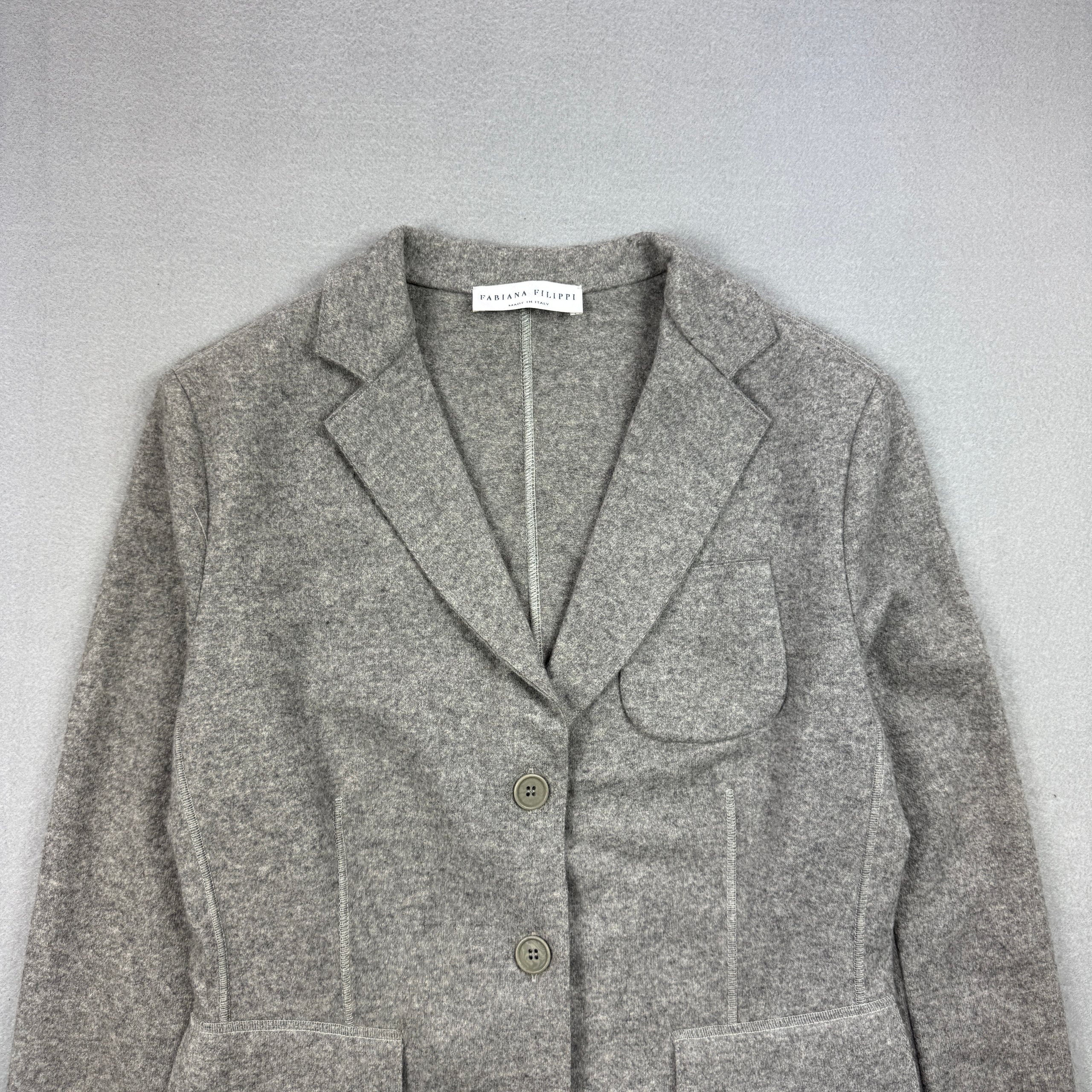 Fabiana Filippi Grey Wool Blend Blazer Three-Button Size S / 42 image 4