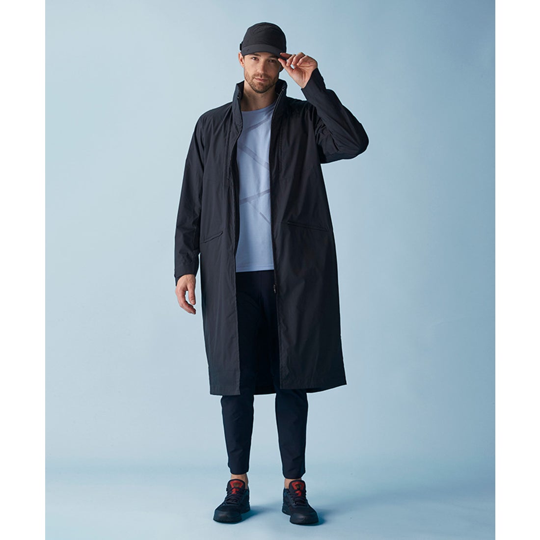 Descente Techwear Black Long Coat Men's Large Water-Resistant Size L image 2