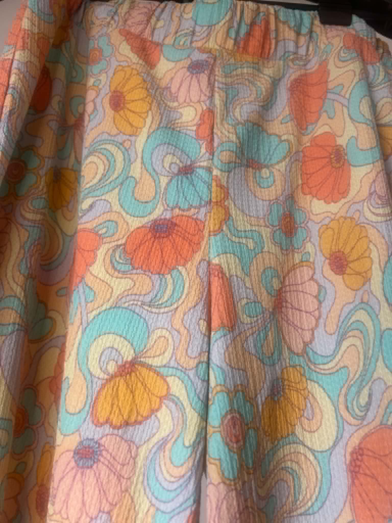 Primark Women's retro wide leg trousers Floral 60's 70's psychedellic pante size Medium 12/14 image 2