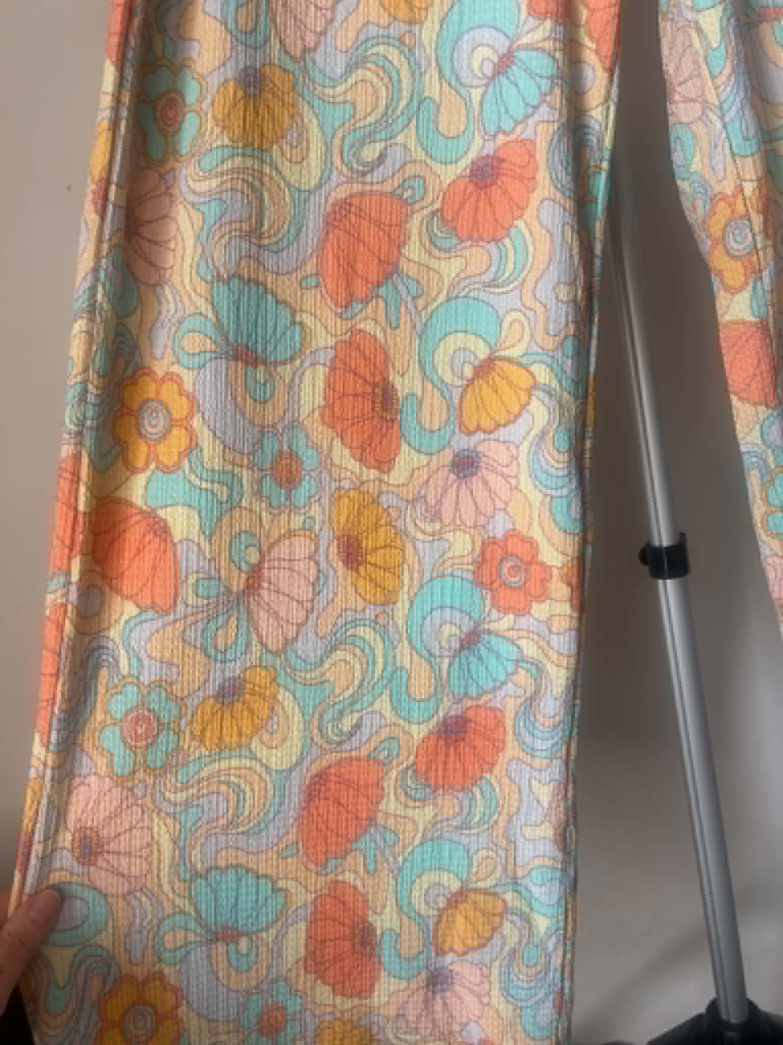 Primark Women's retro wide leg trousers Floral 60's 70's psychedellic pante size Medium 12/14 image 3